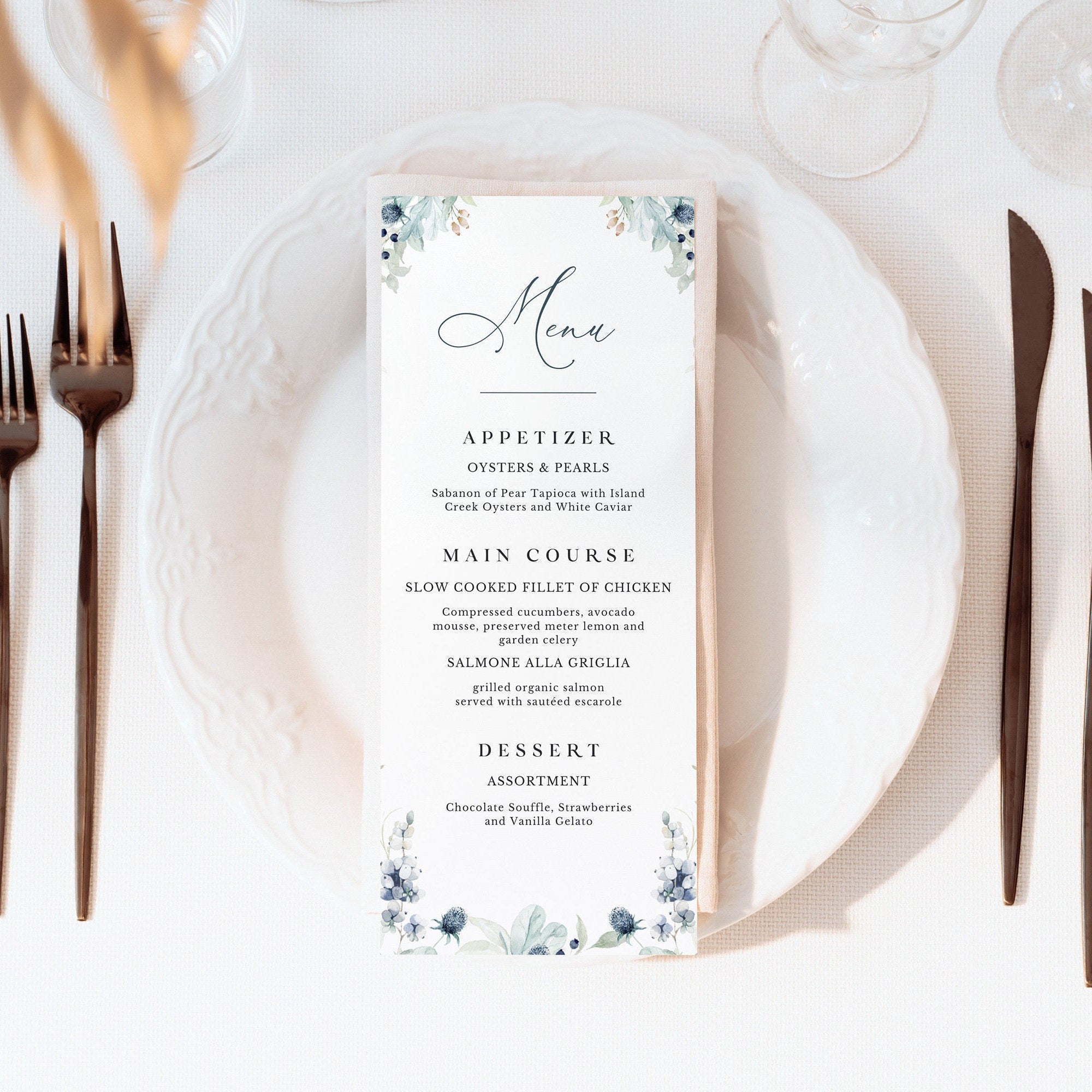 BIANCA Winter Wedding Menu Template