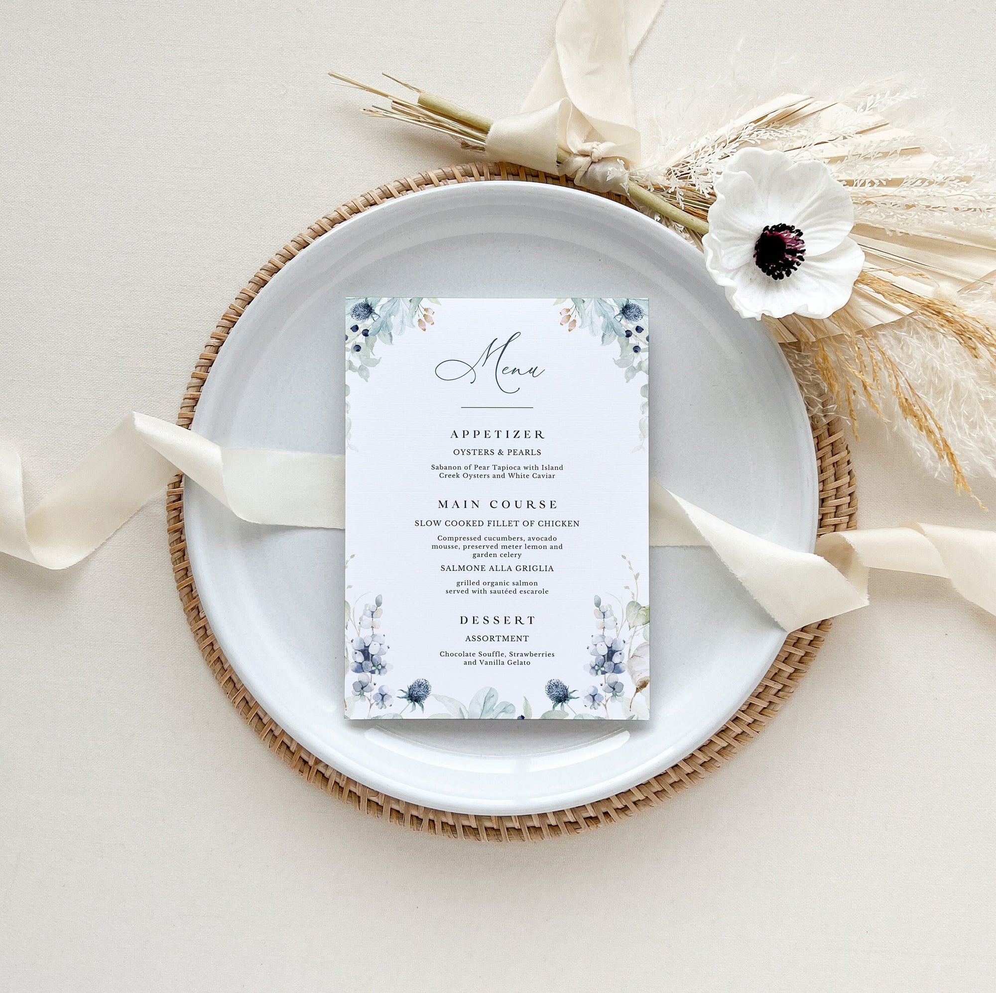 BIANCA Winter Wedding Menu Template