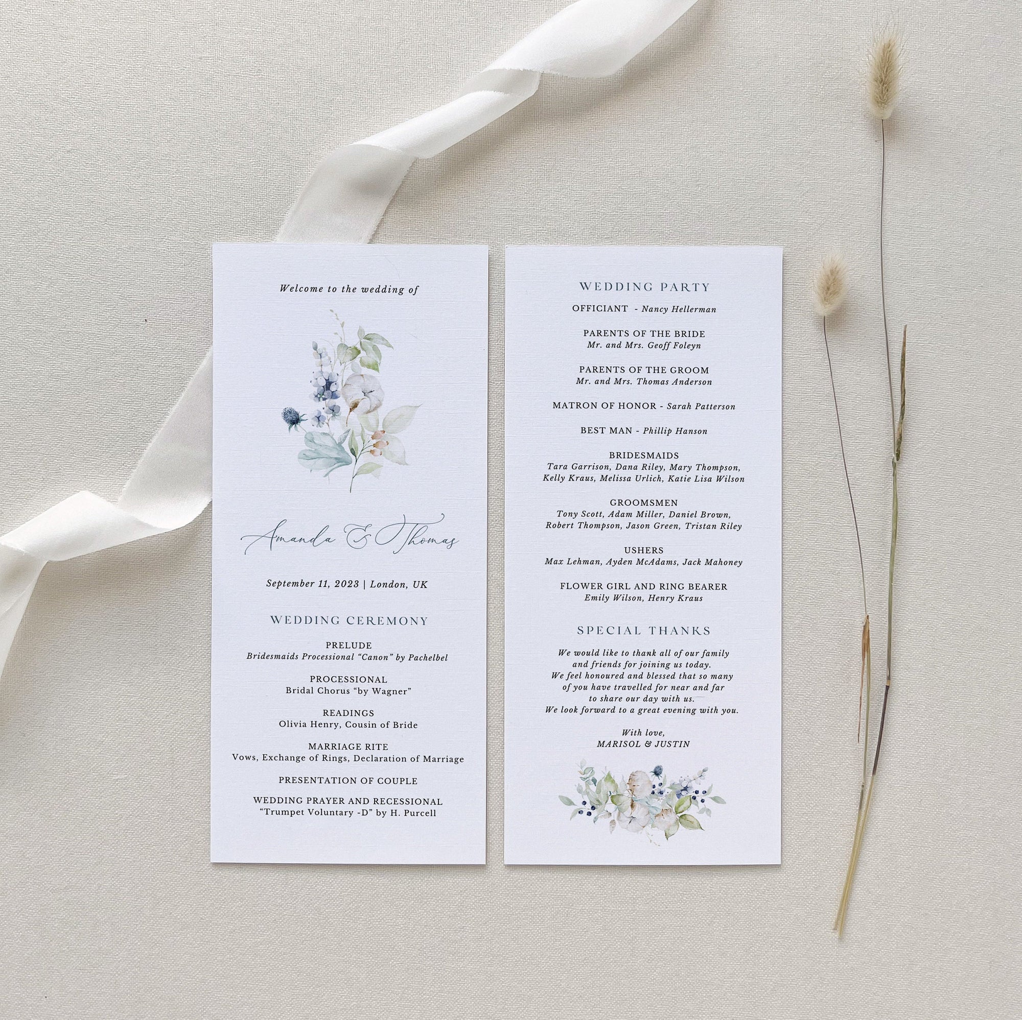 BIANCA Winter Wedding Program Template