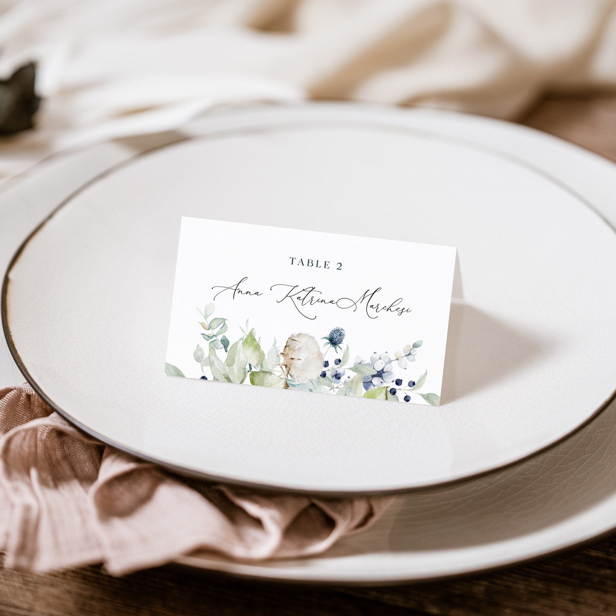 BIANCA Winter Place Card Template