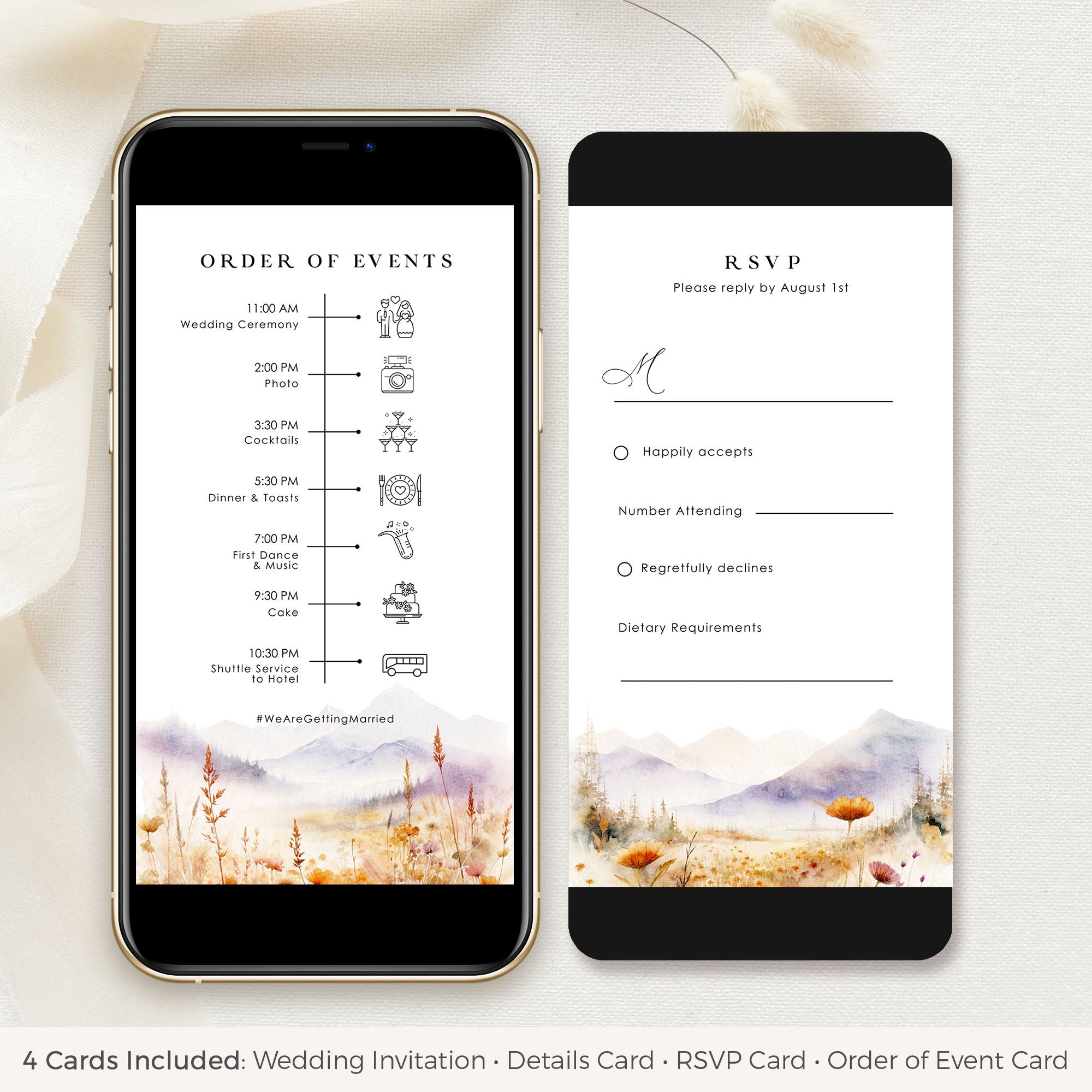 ARNA Spring digital wedding invitation