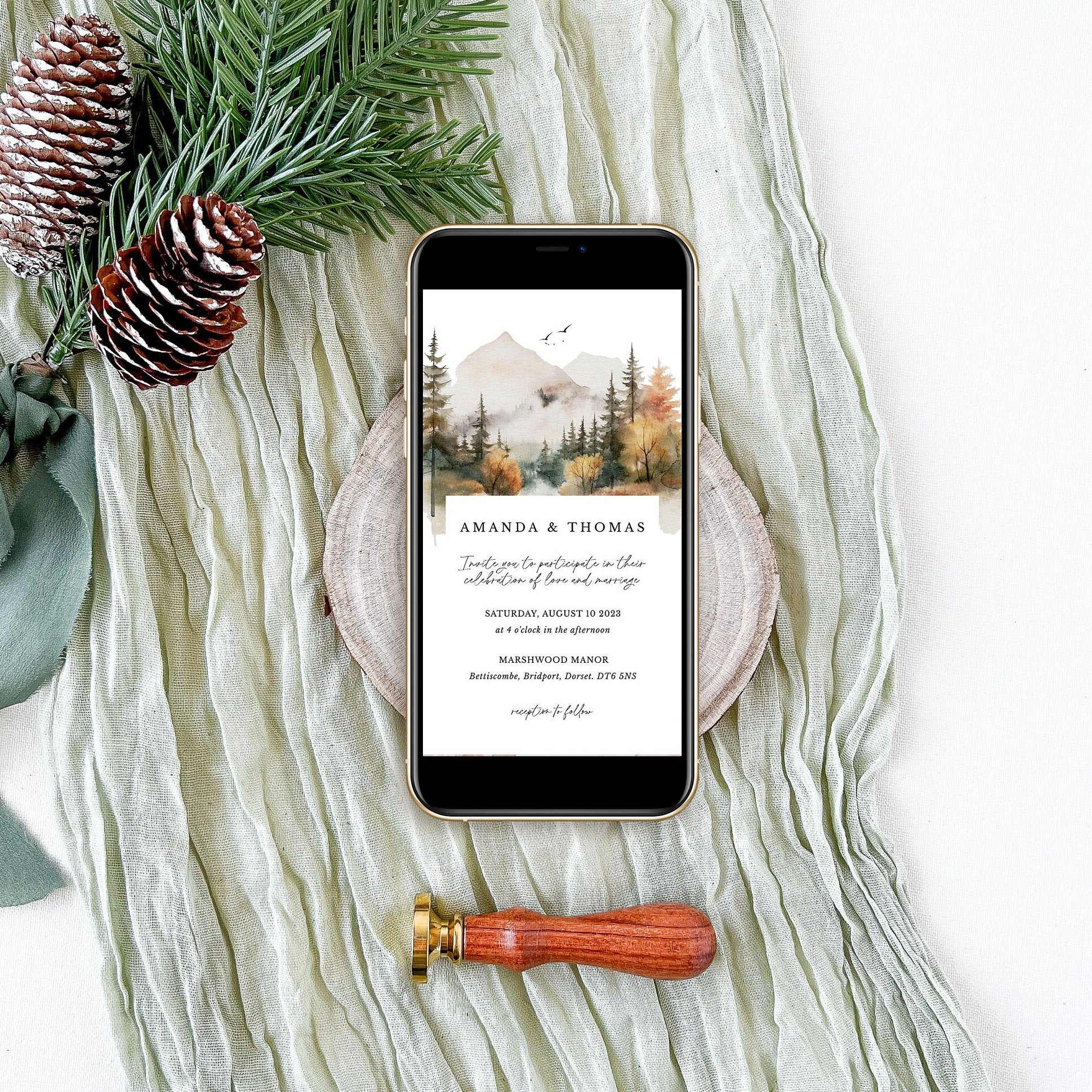 ARNA Mountain Themed Digital Wedding Card