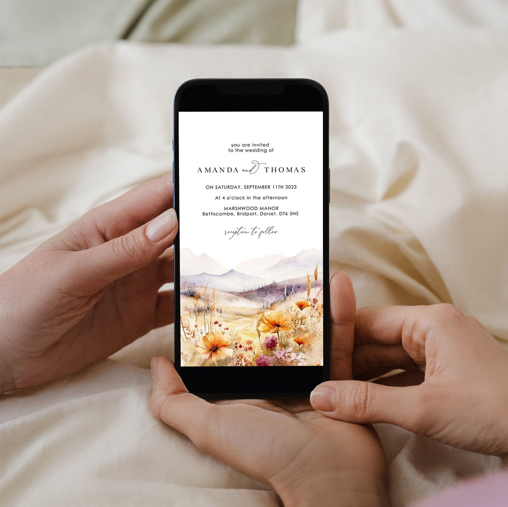 ARNA Spring digital wedding invitation