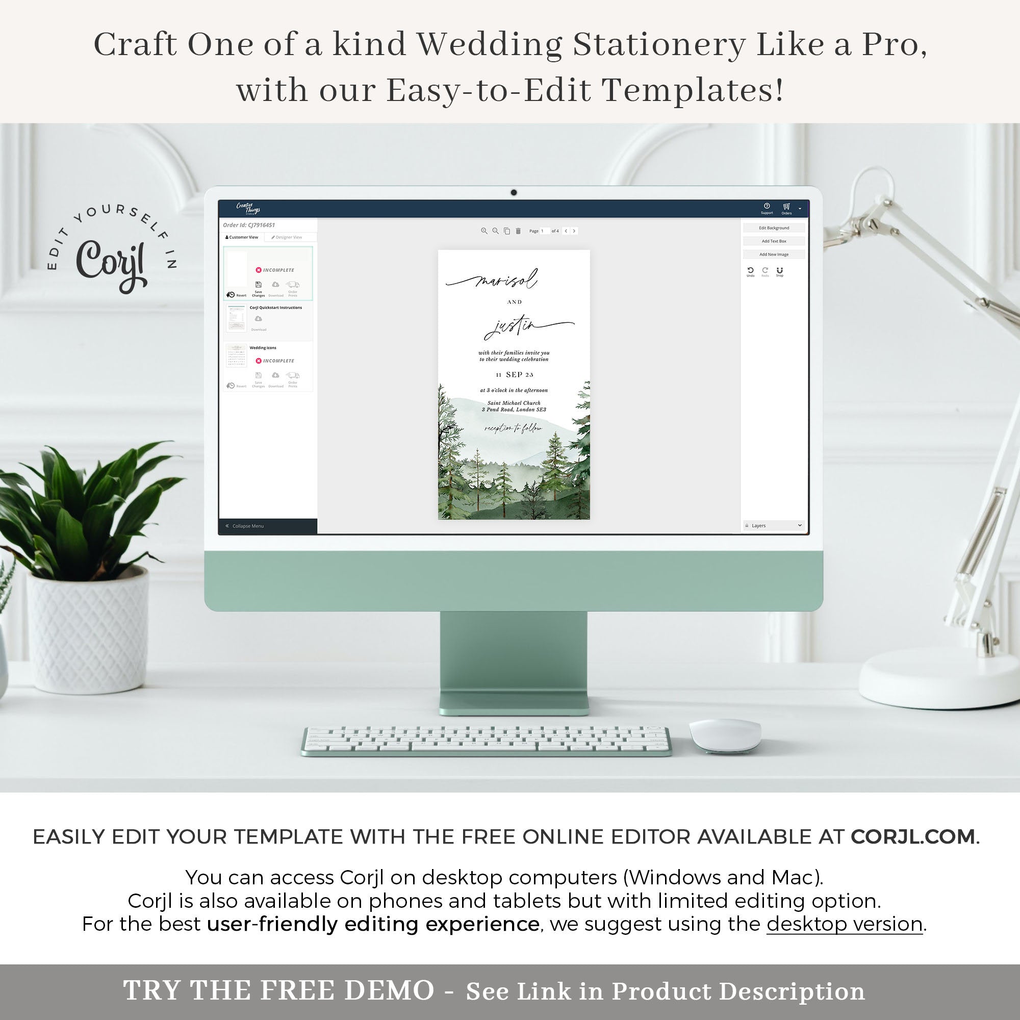 GAIA Woodland Digital Wedding Invitation