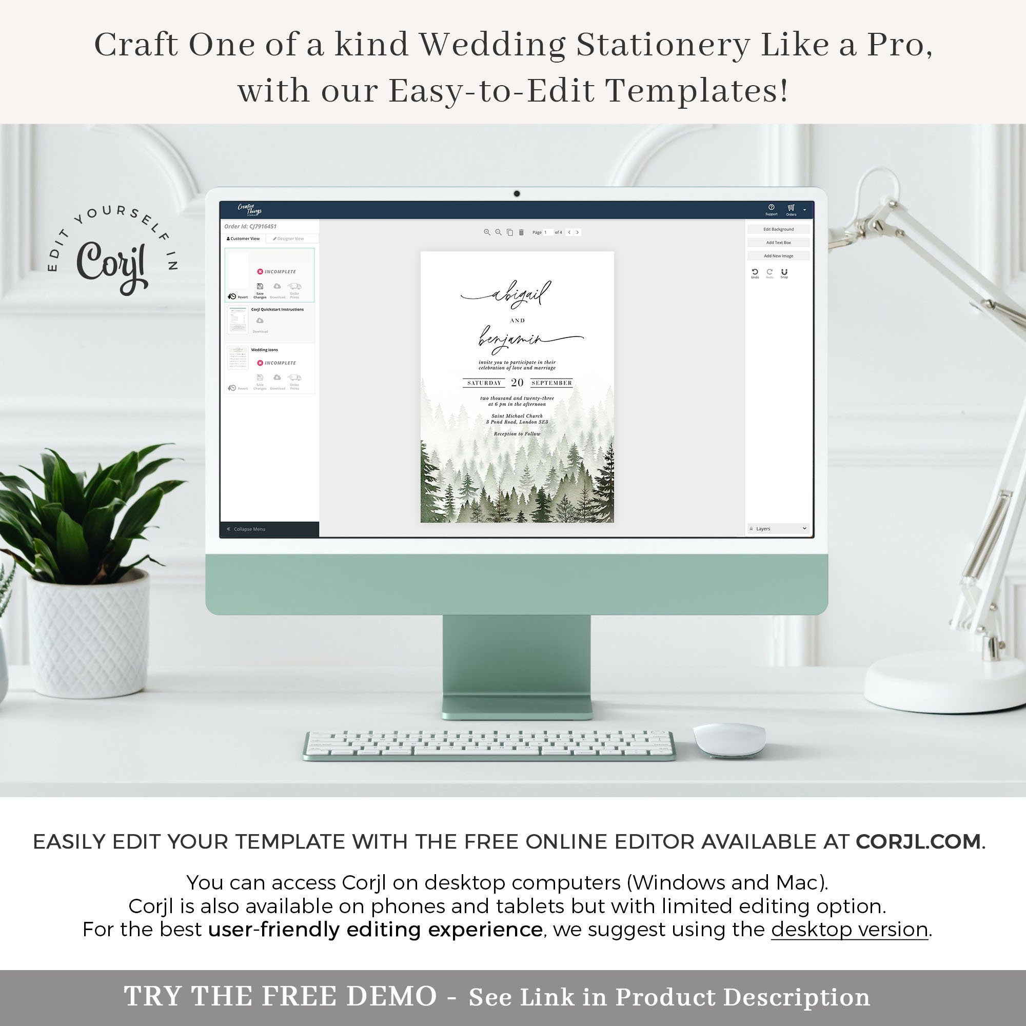 GAIA Forest Wedding Invitation Suite Template