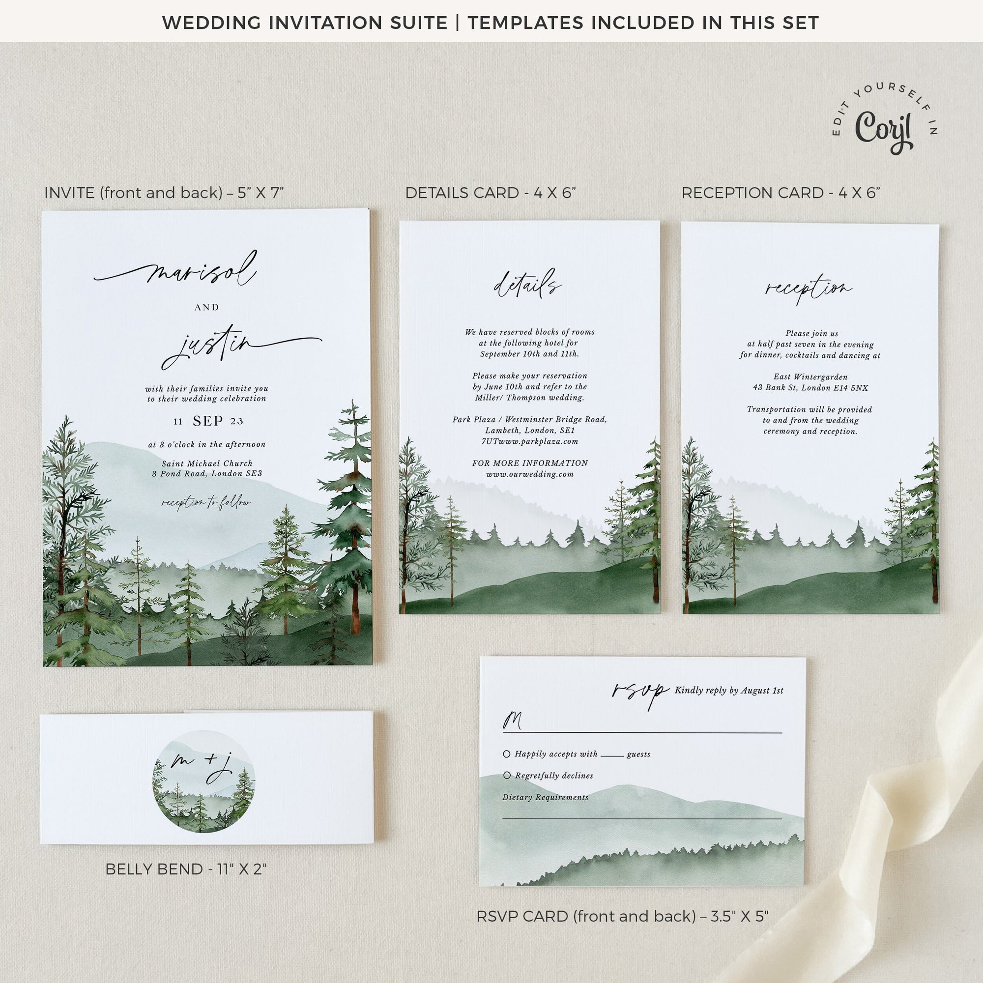 GAIA Forest Wedding Invitation Template Set
