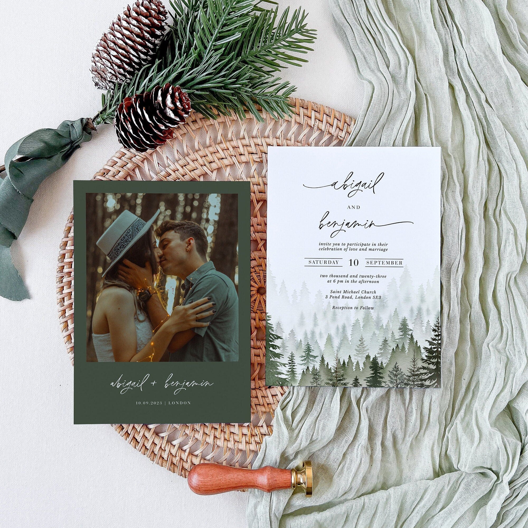 GAIA Forest Wedding Invitation Suite Template