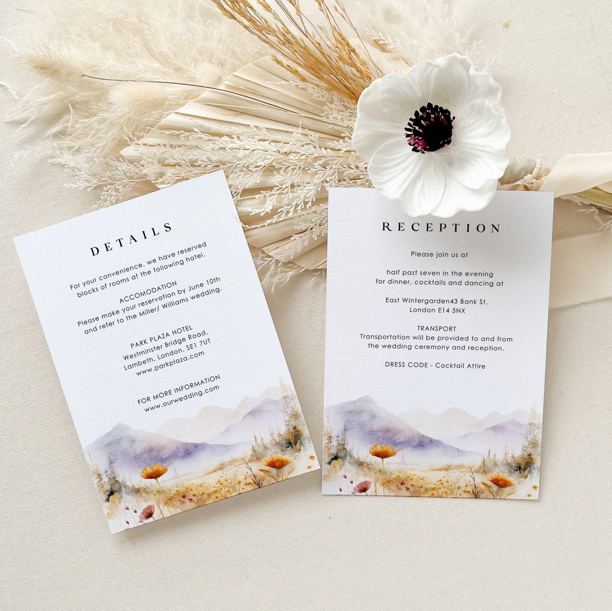 ARNA Wildflower Wedding Invitation Suite Template
