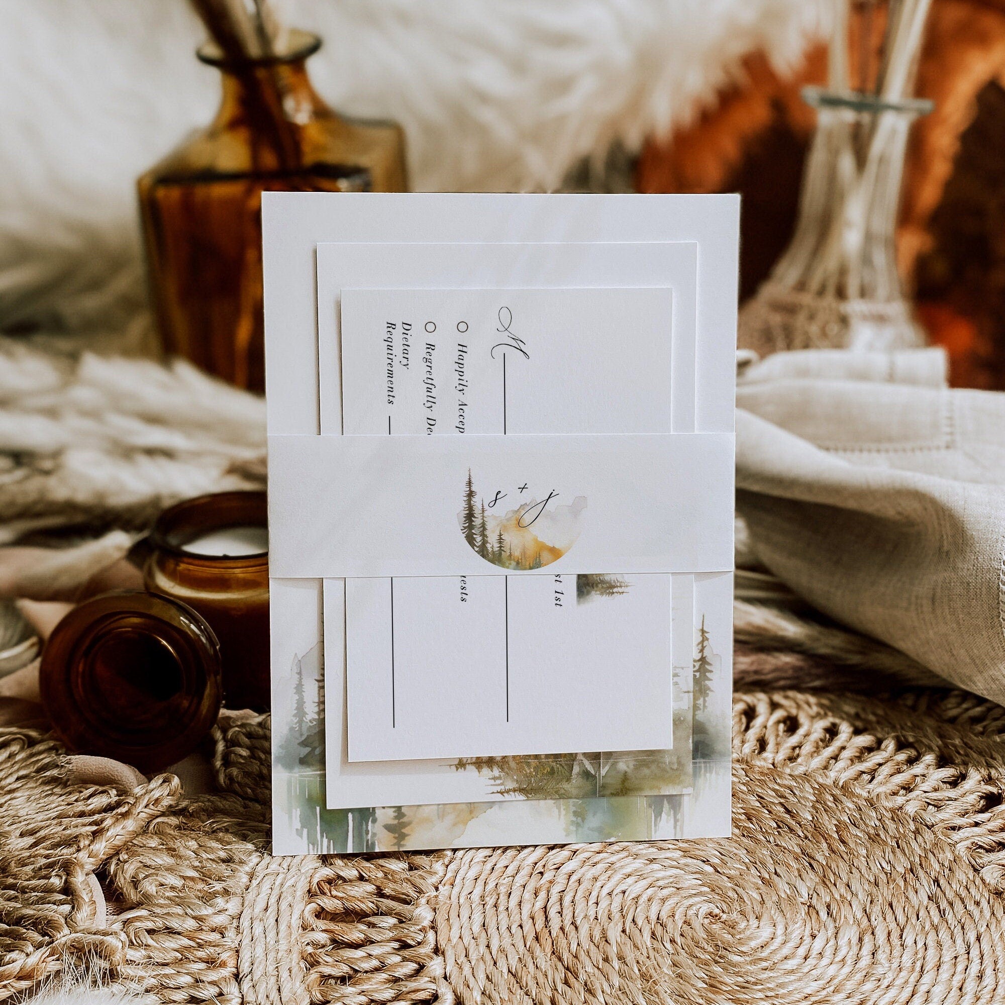 ARNA Mountain Wedding Invitation Suite Template