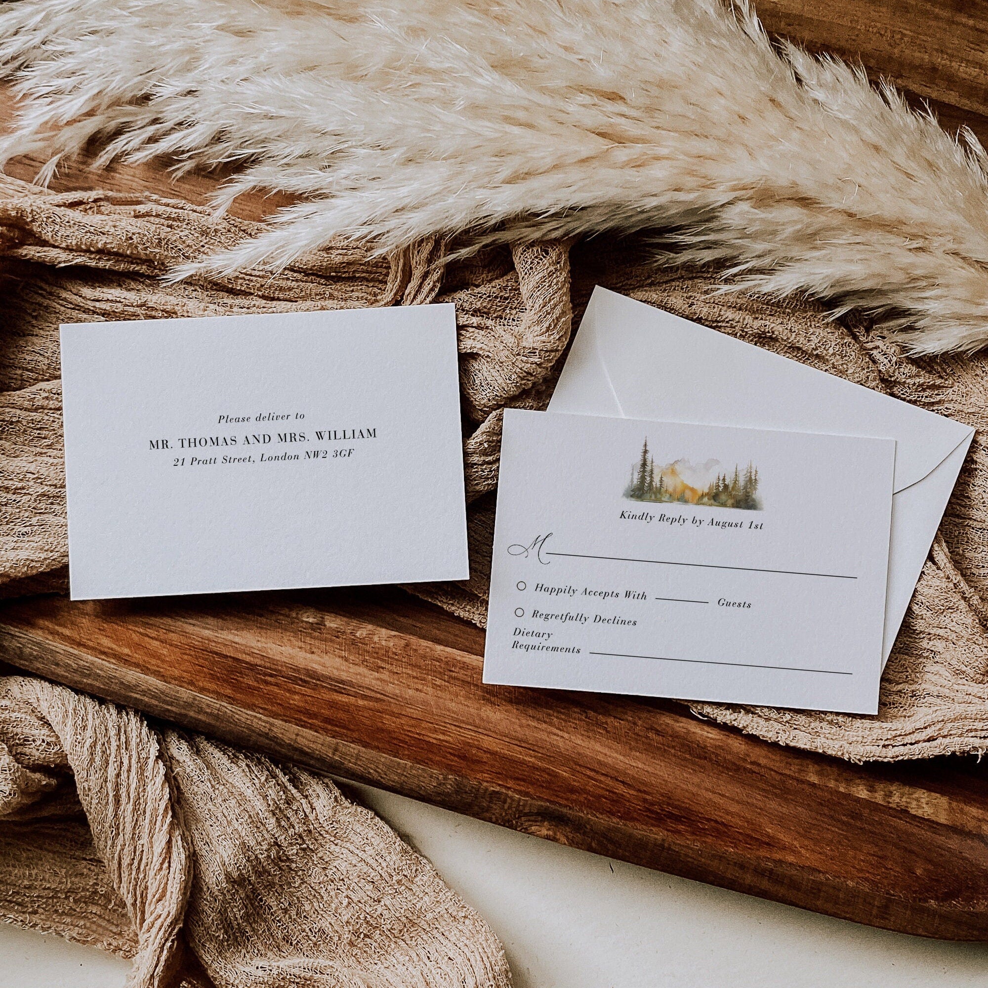 ARNA Mountain Wedding Invitation Suite Template