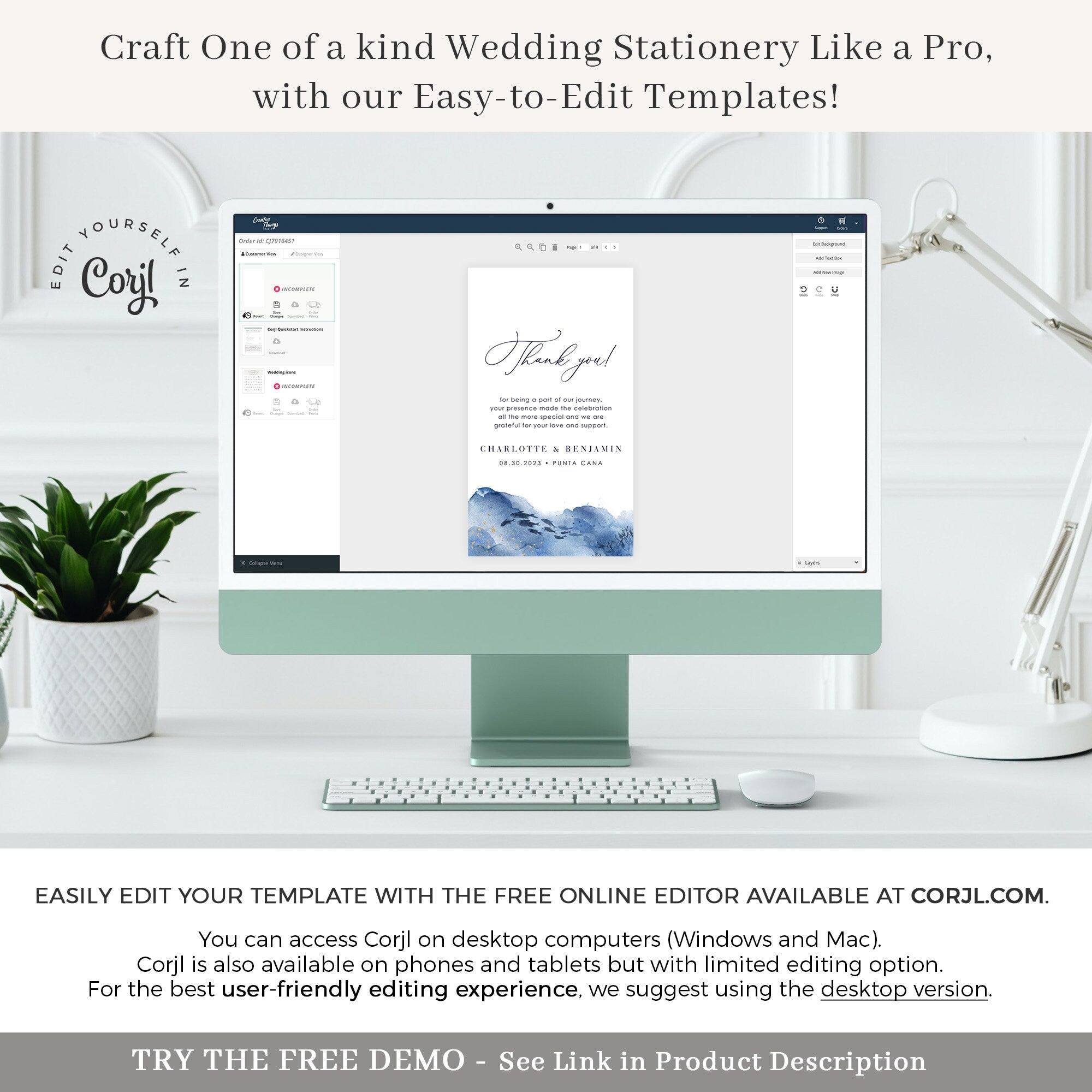 YLENIA Ocean Thank You Tag Printable