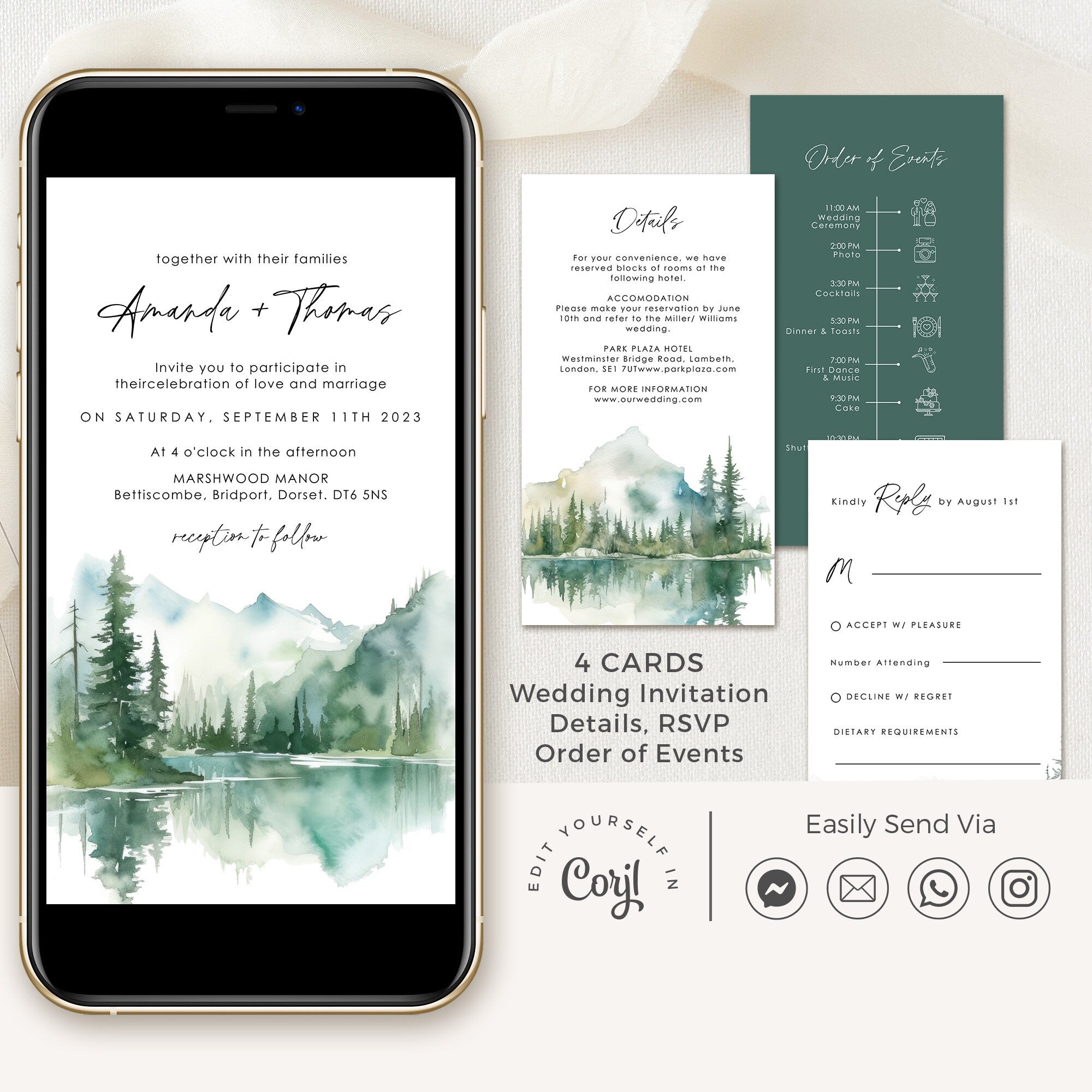 ARNA Digital Card for Wedding with Mountains