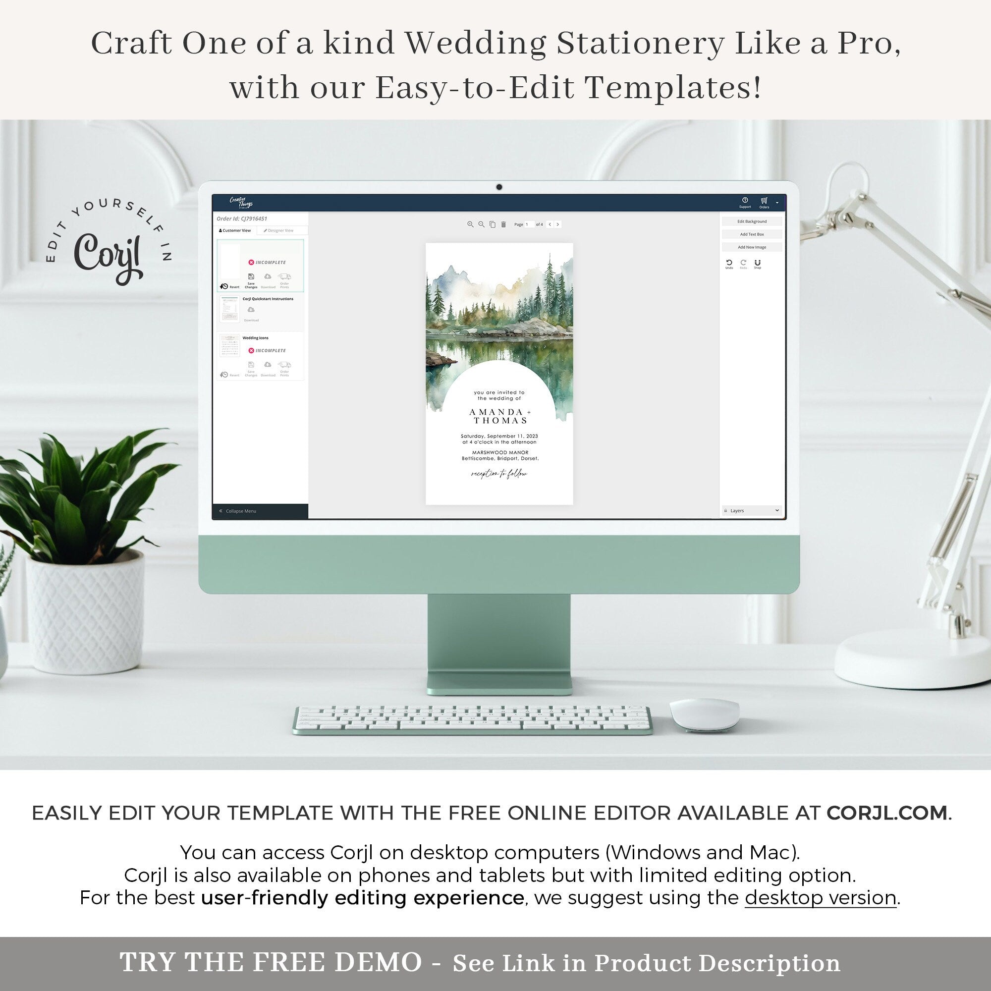 ARNA Digital Marriage Invitation Card with Mountains