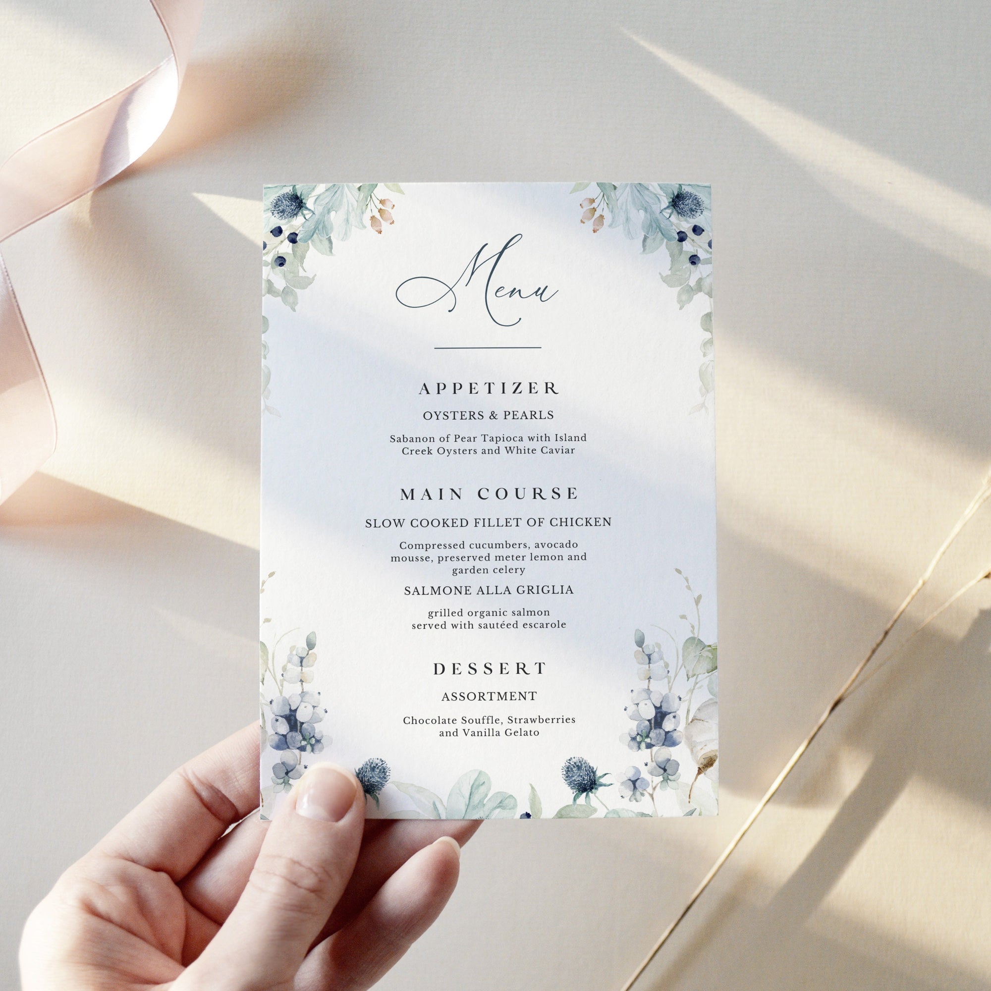 BIANCA Winter Wedding Menu Template