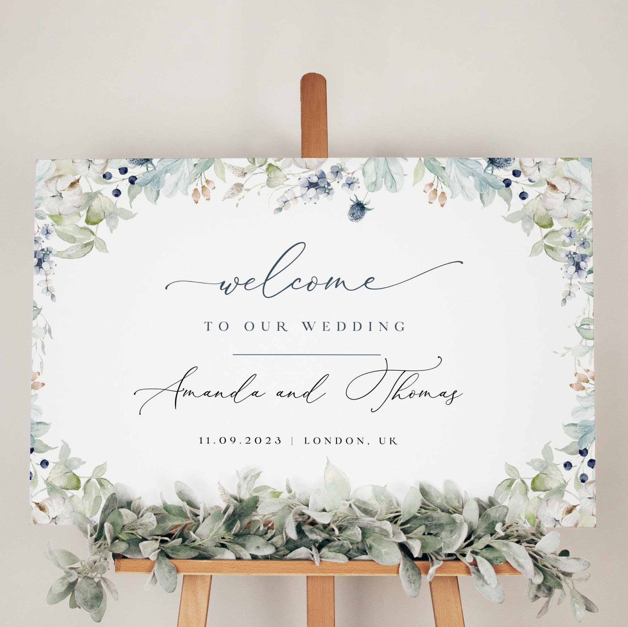 BIANCA Winter Wedding Welcome Sign Template