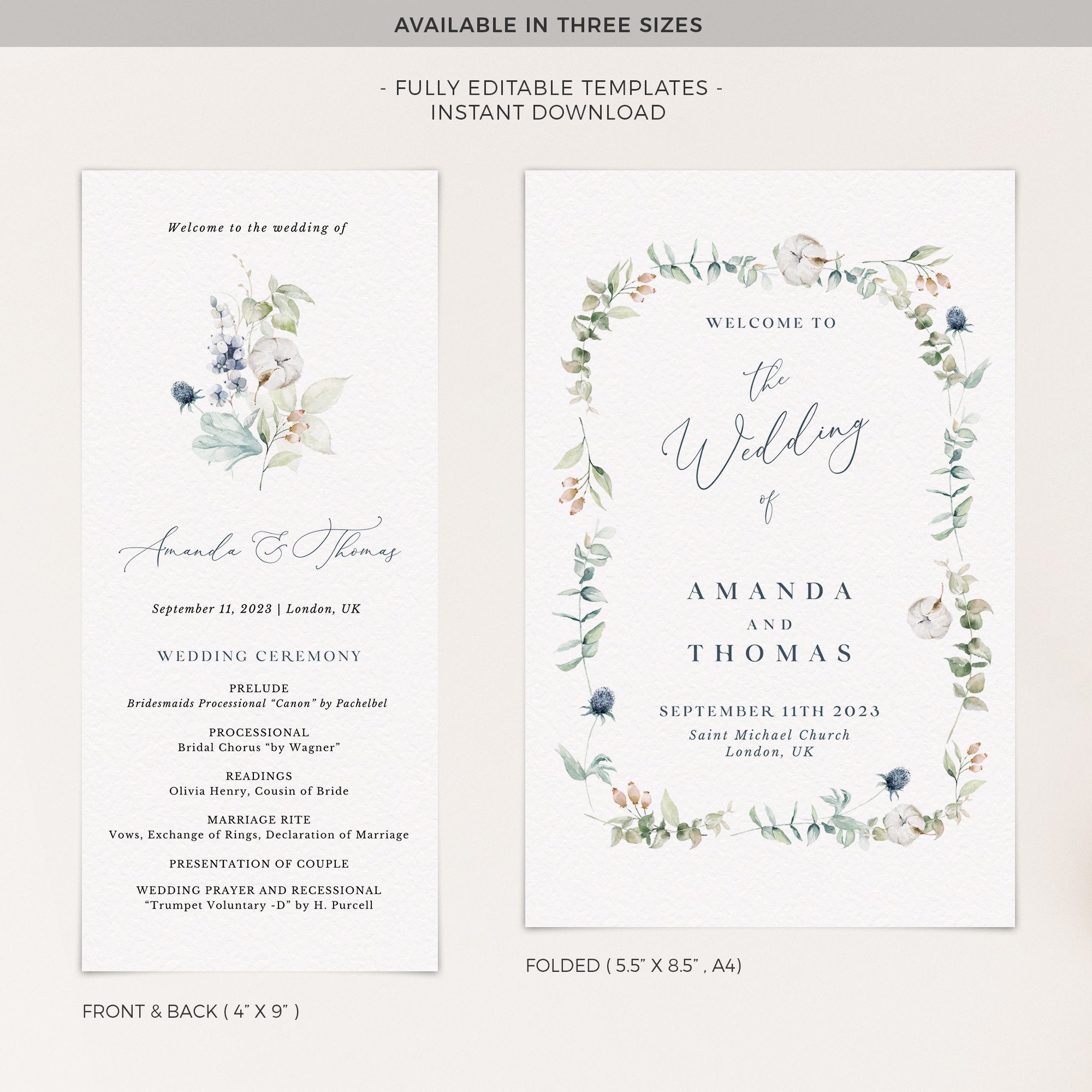 BIANCA Winter Wedding Program Template