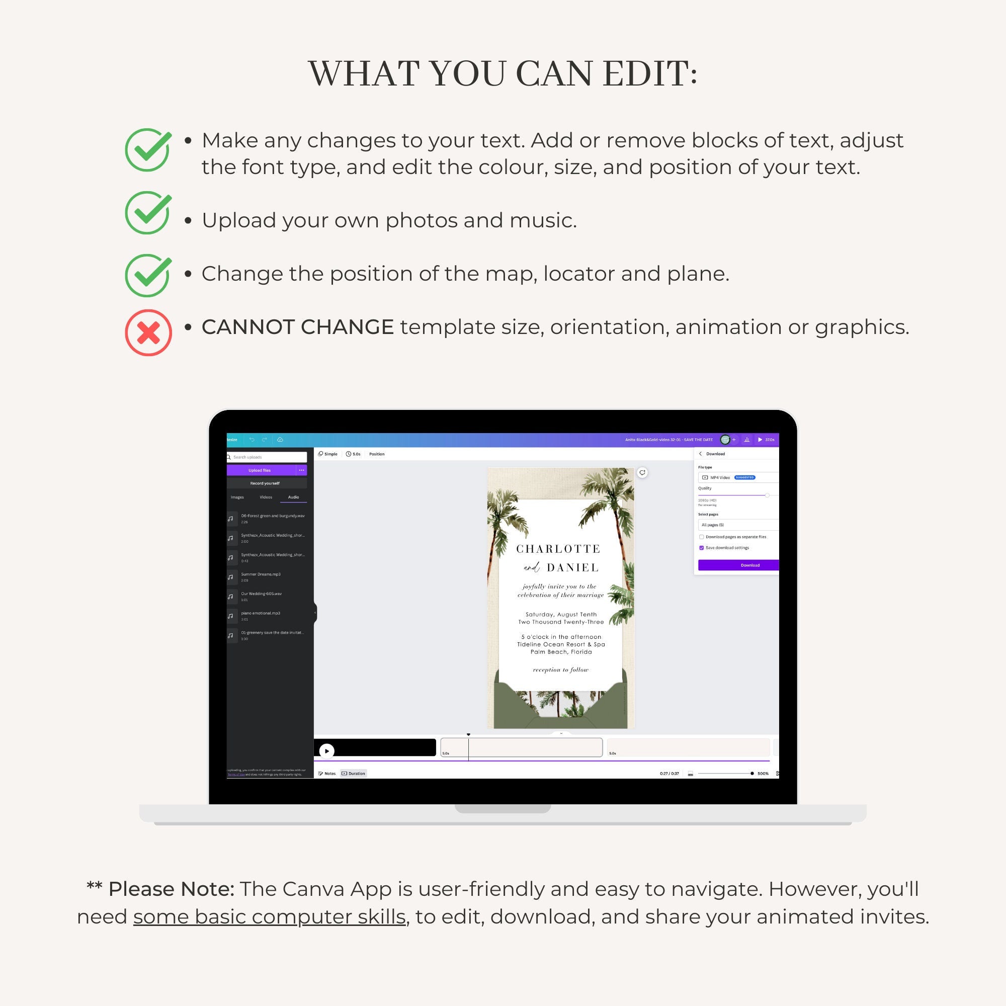 Tropical Destination Wedding Invitation Video Template