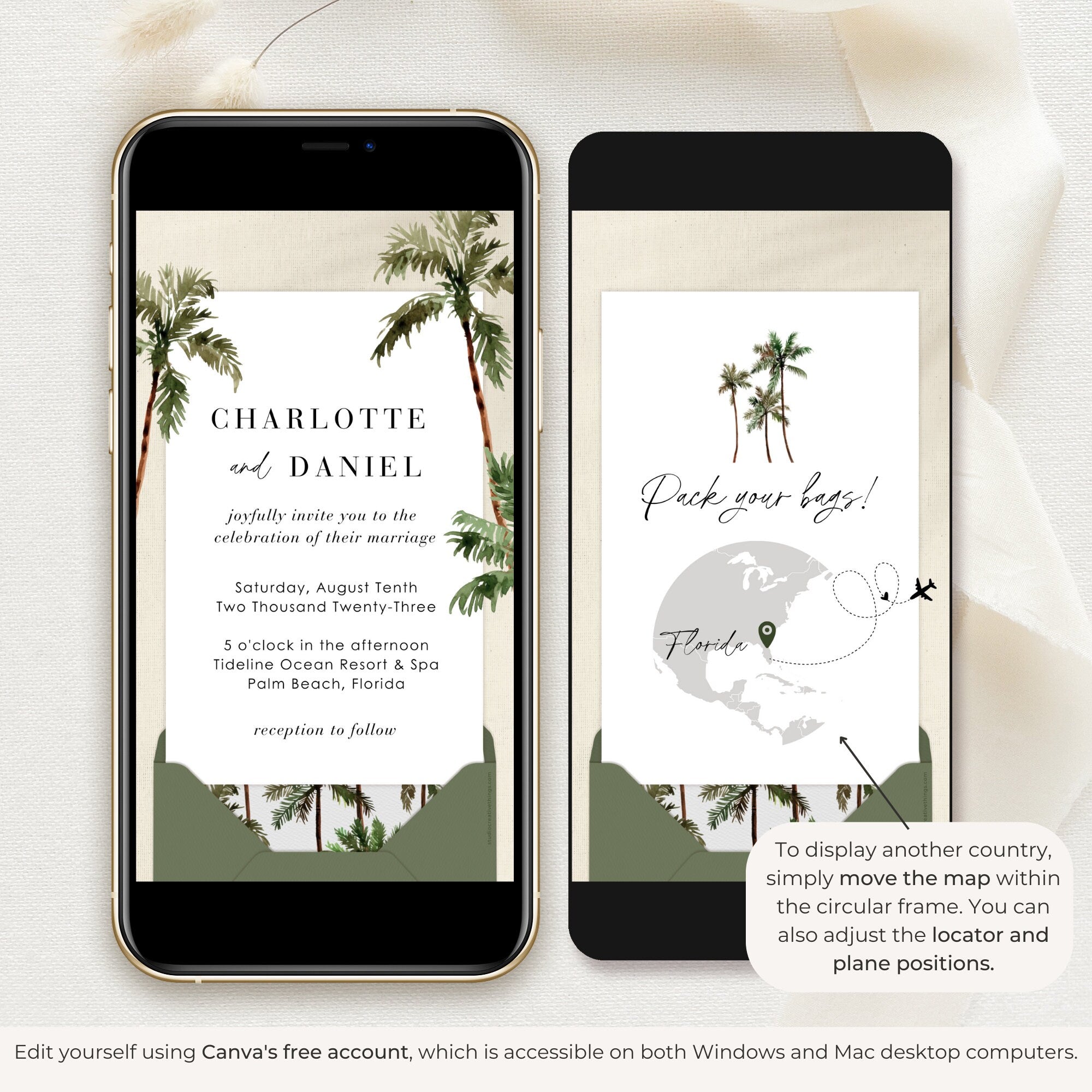 Tropical Destination Wedding Invitation Video Template