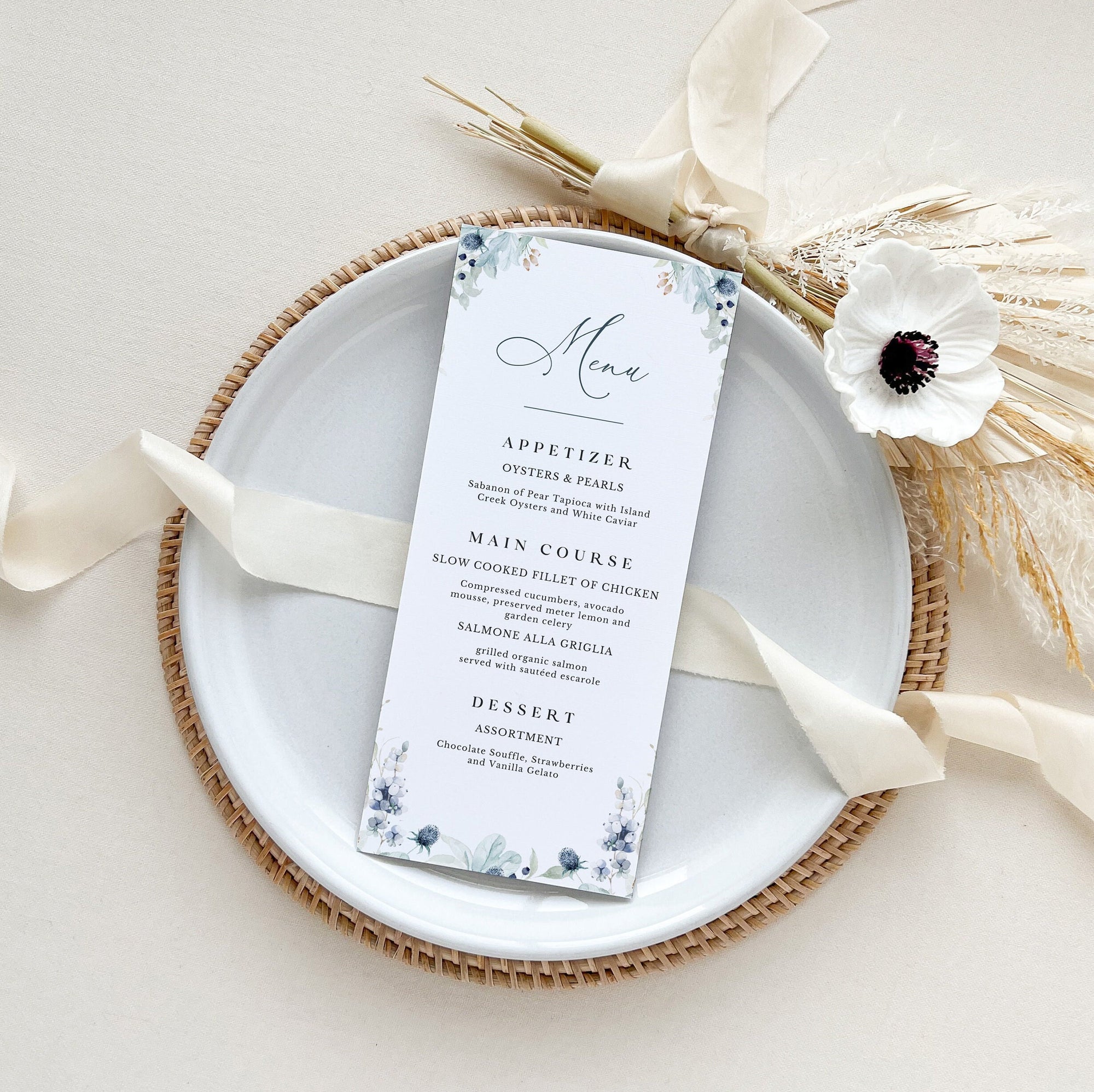 BIANCA Winter Wedding Menu Template