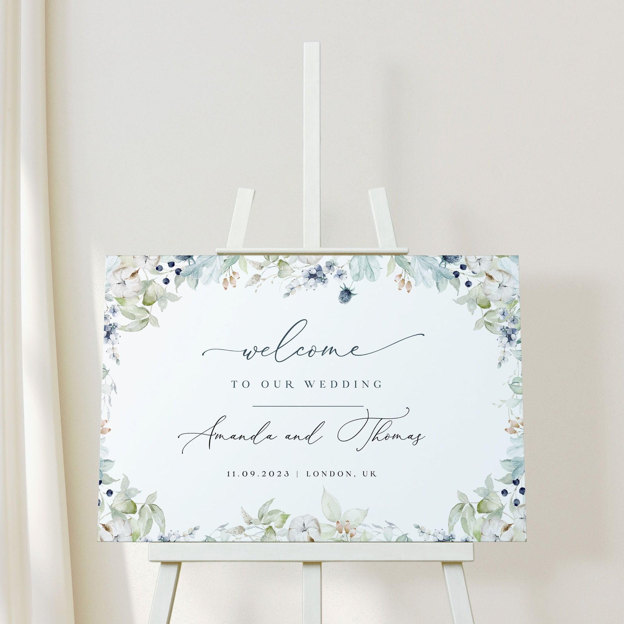 BIANCA Winter Wedding Welcome Sign Template