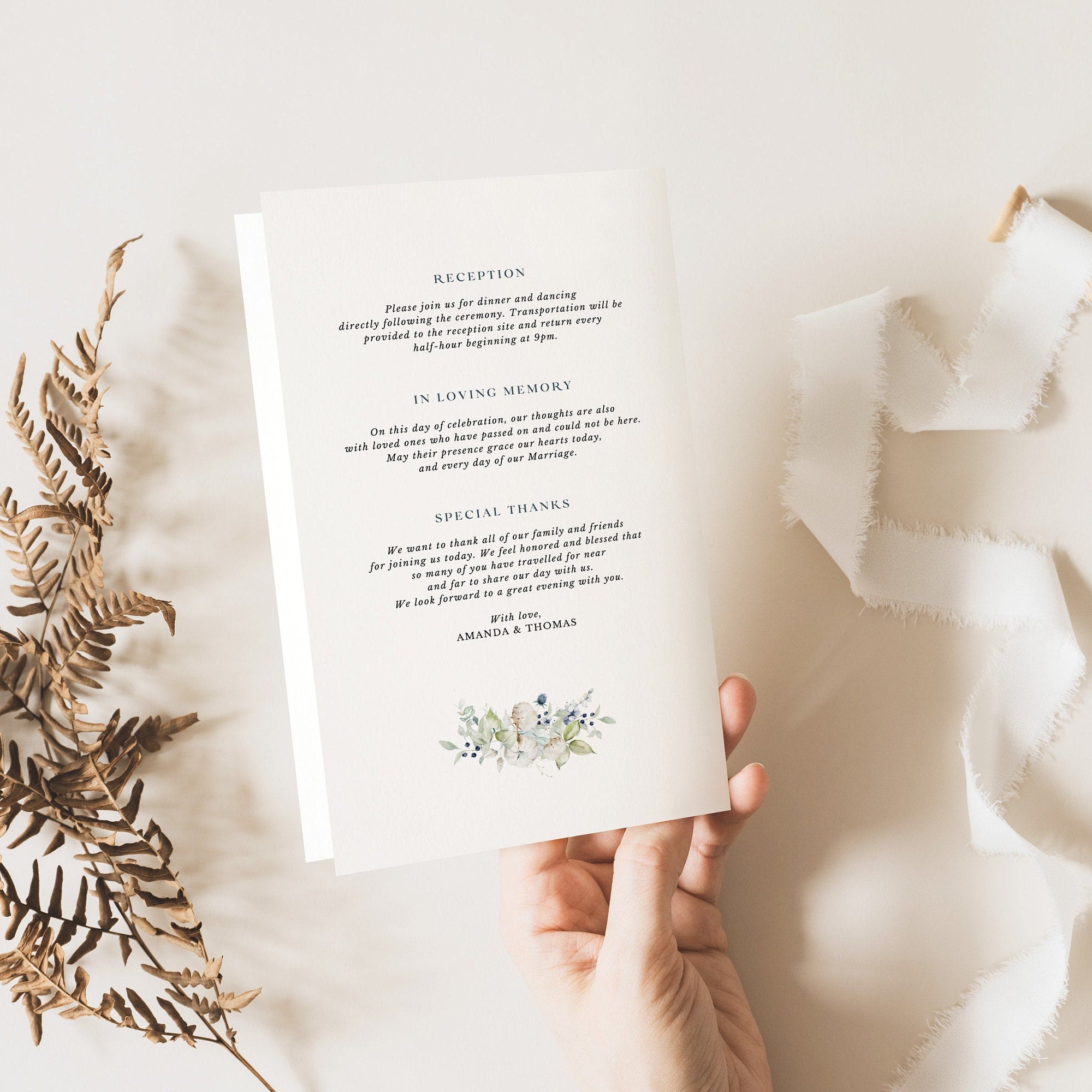 BIANCA Winter Wedding Program Template