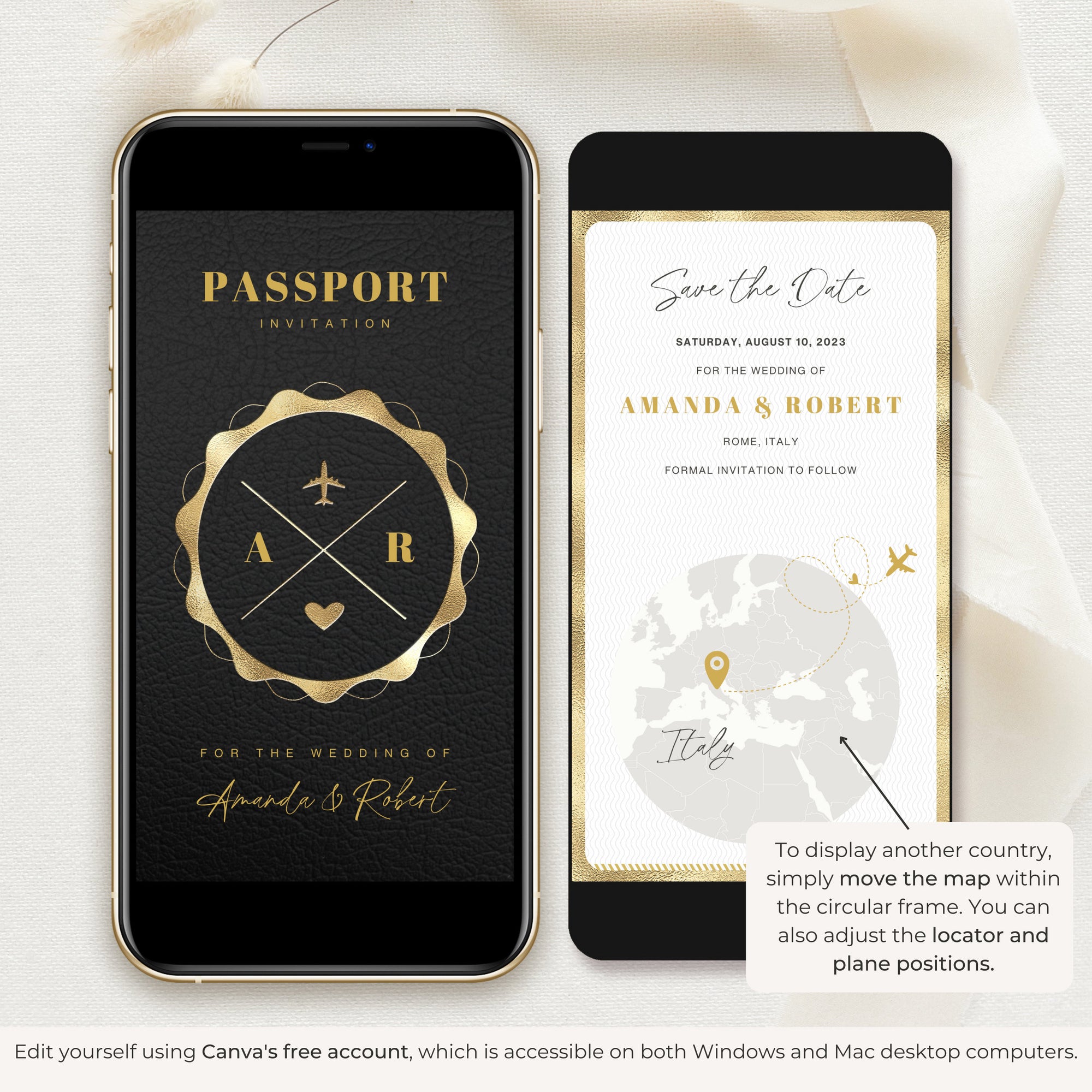 Passport Save the Date Video Template - Black