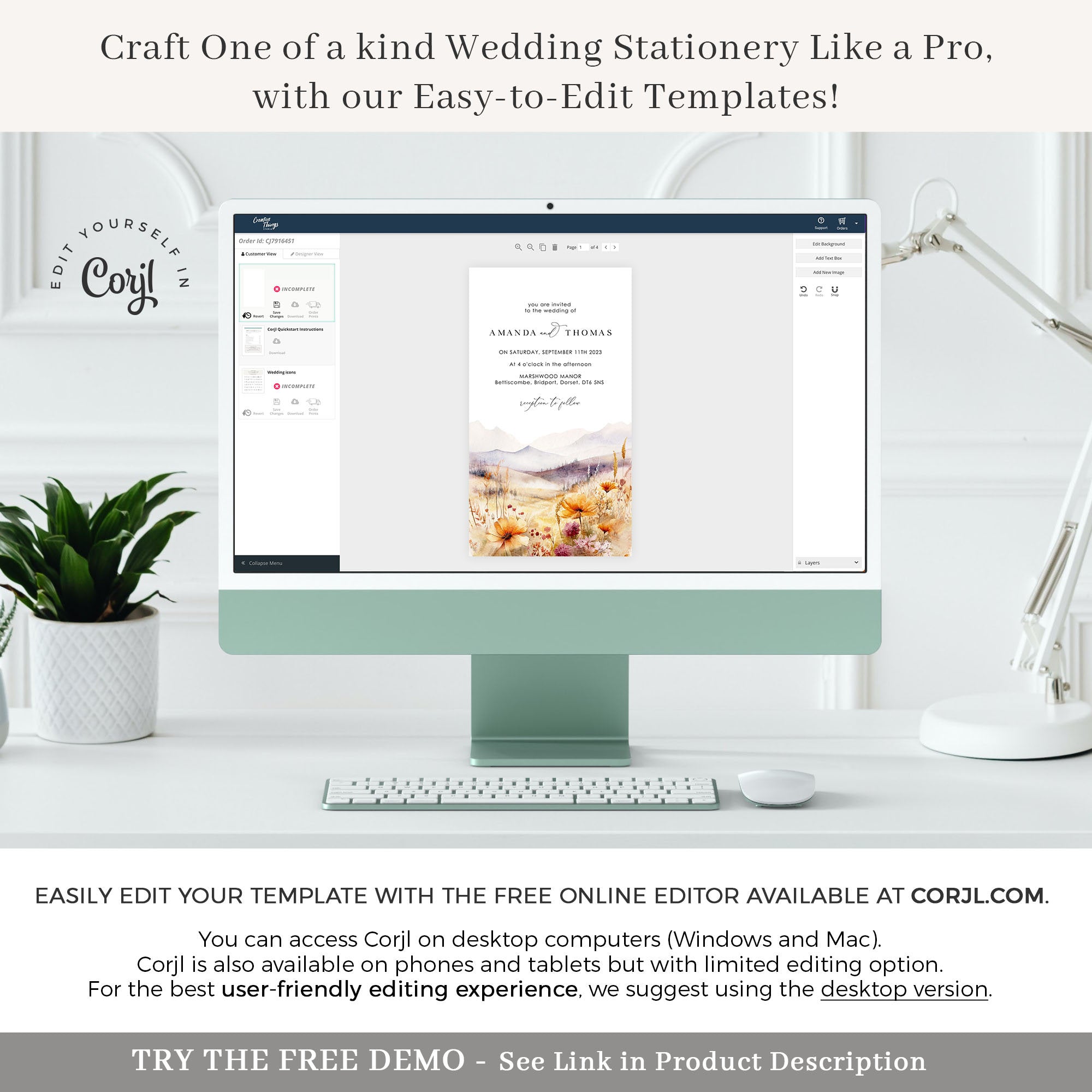 ARNA Spring digital wedding invitation