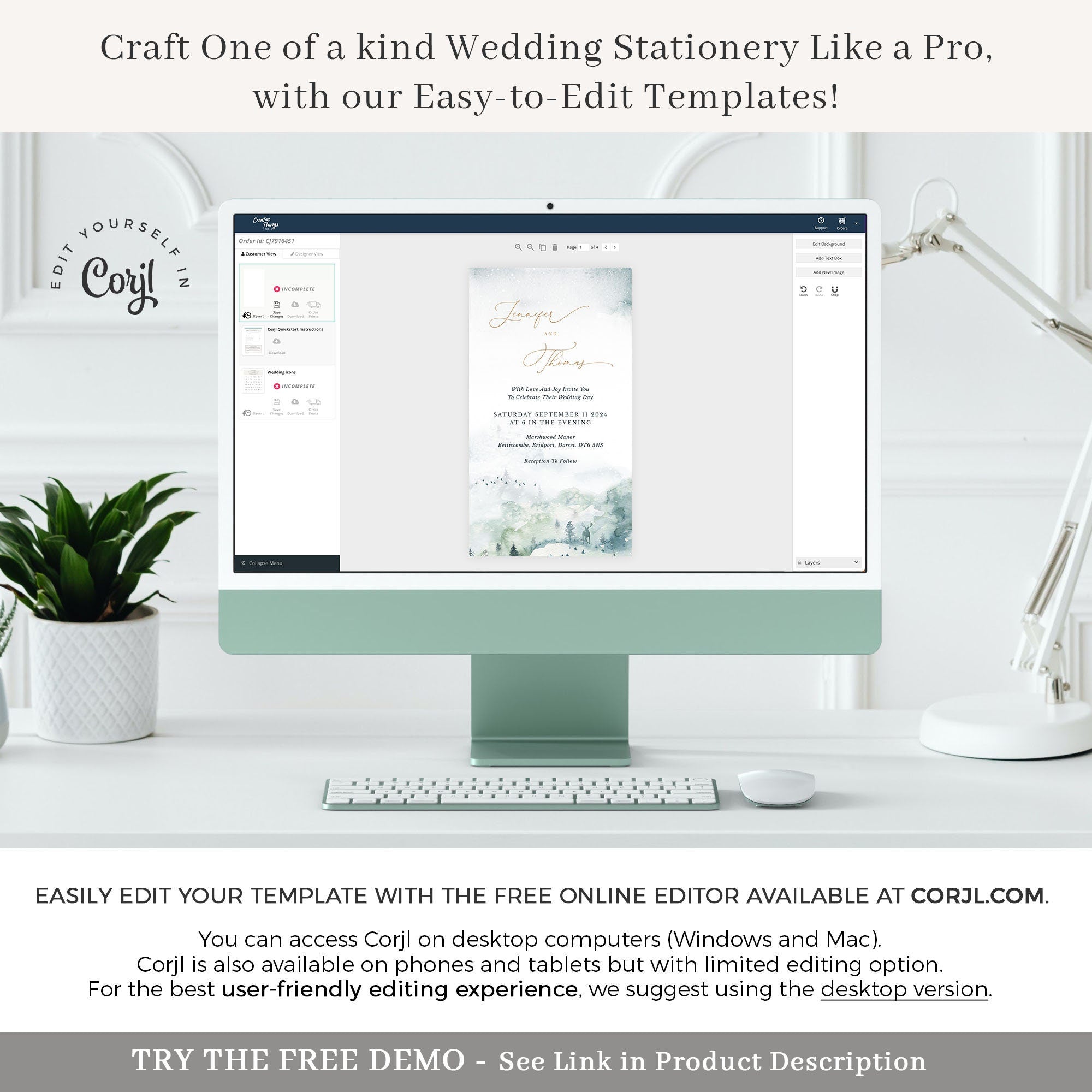 ARNA Digital Wedding Invitation Winter Wedding
