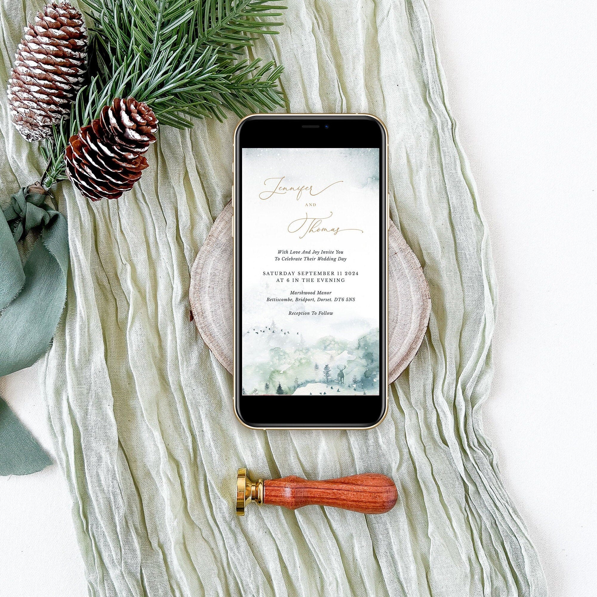 ARNA Digital Wedding Invitation Winter Wedding