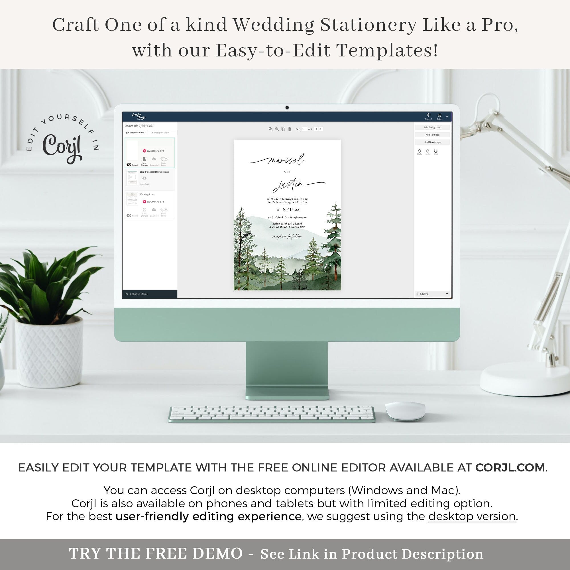 GAIA Forest Wedding Invitation Template Set