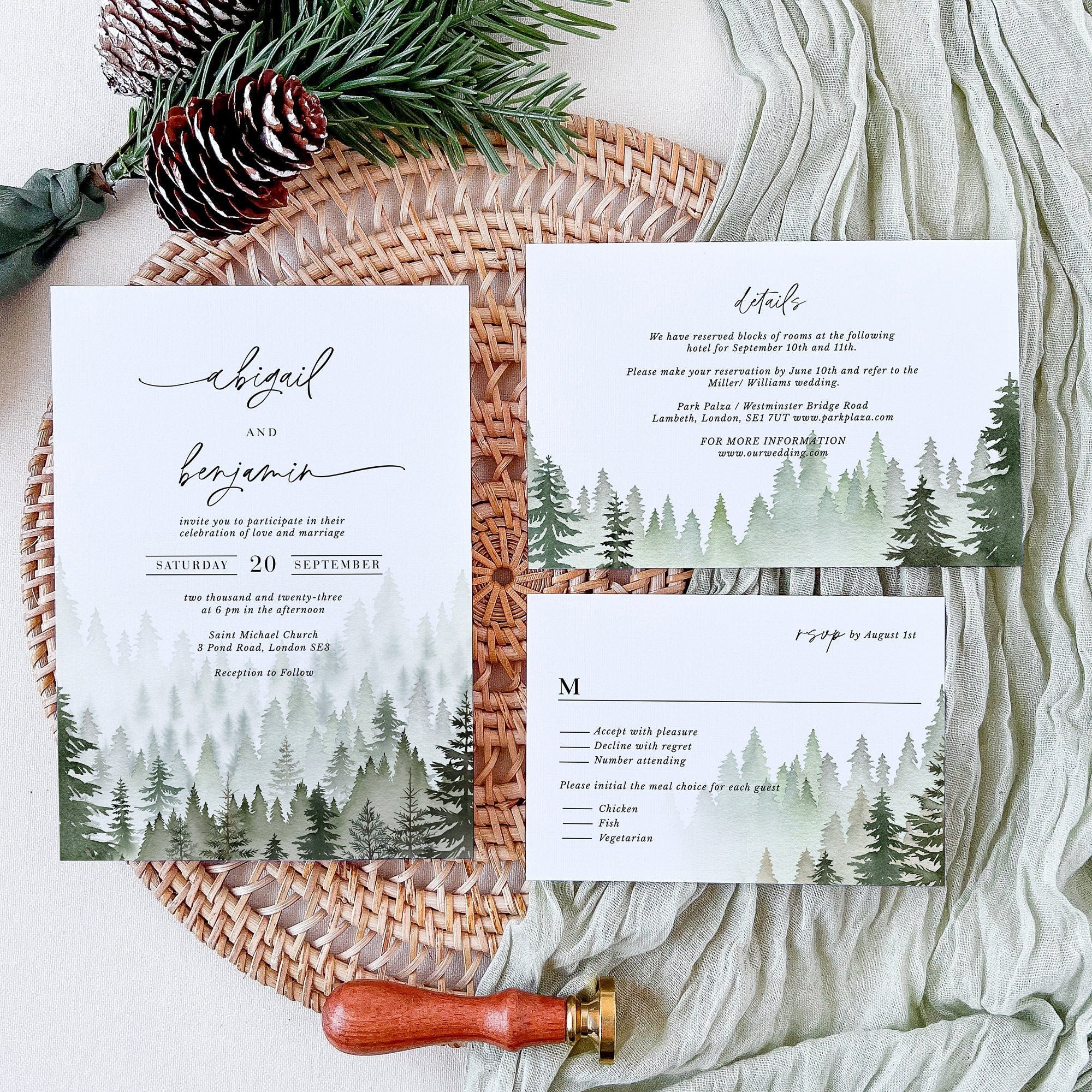 GAIA Forest Wedding Invitation Suite Template