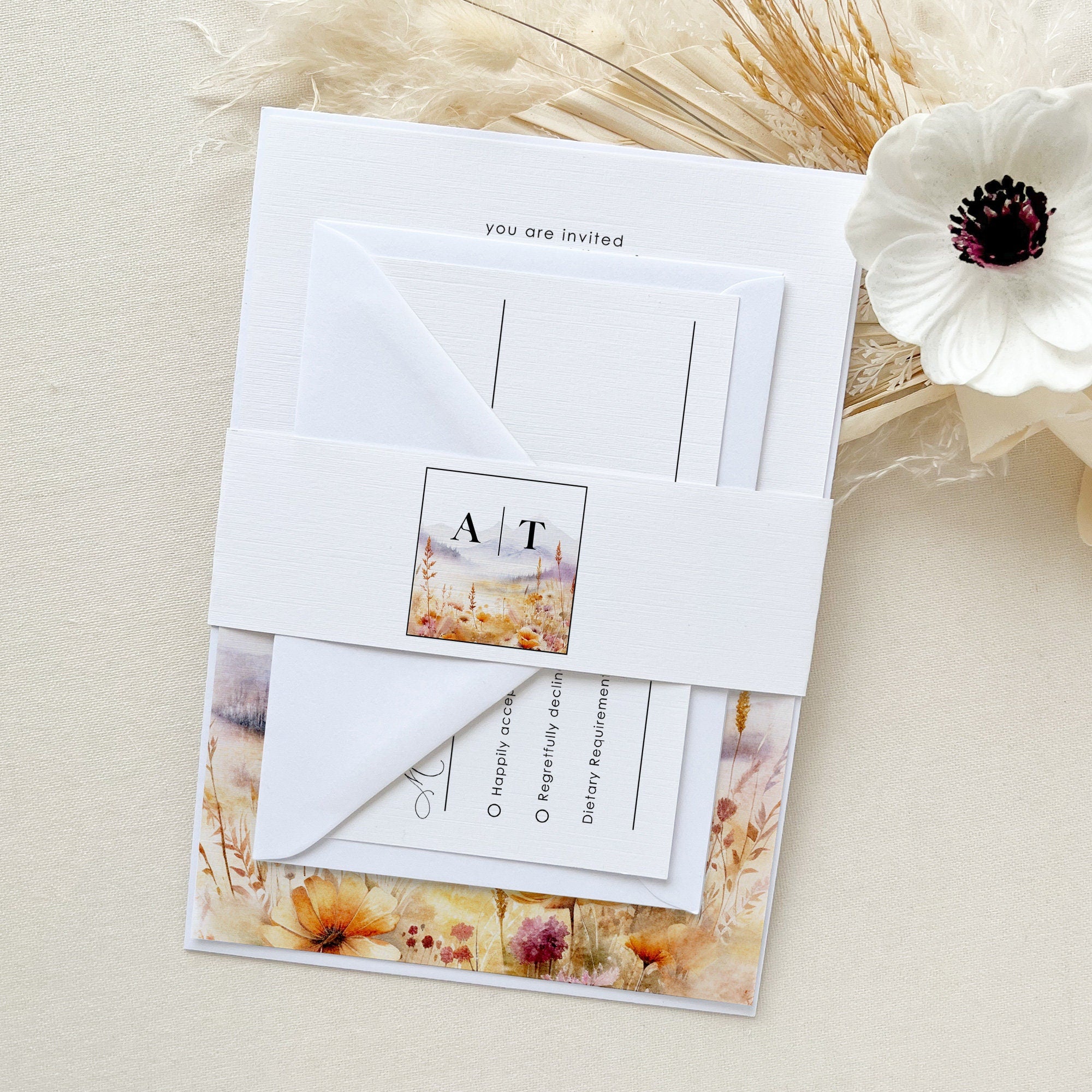 ARNA Wildflower Wedding Invitation Suite Template