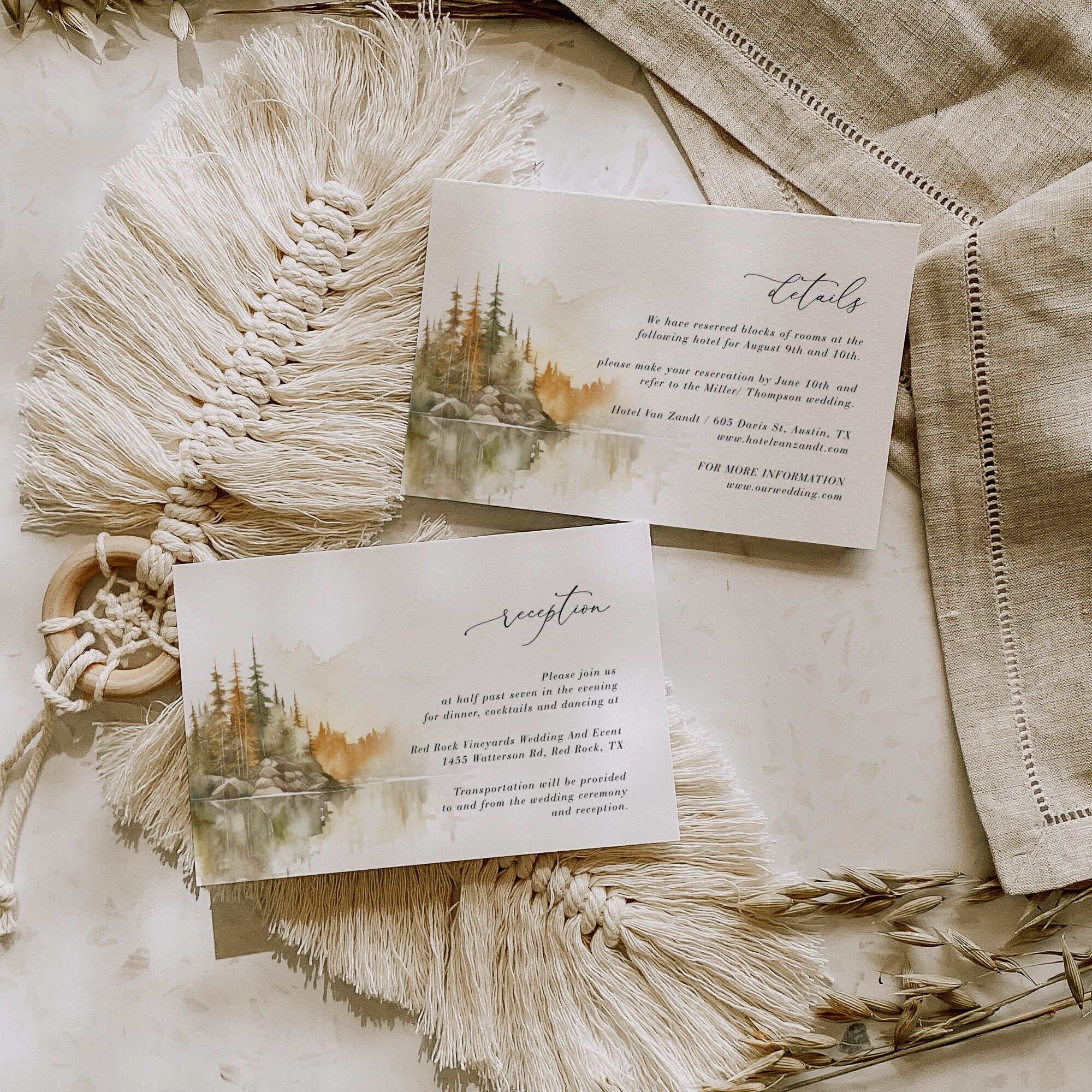 ARNA Mountain Wedding Invitation Suite Template