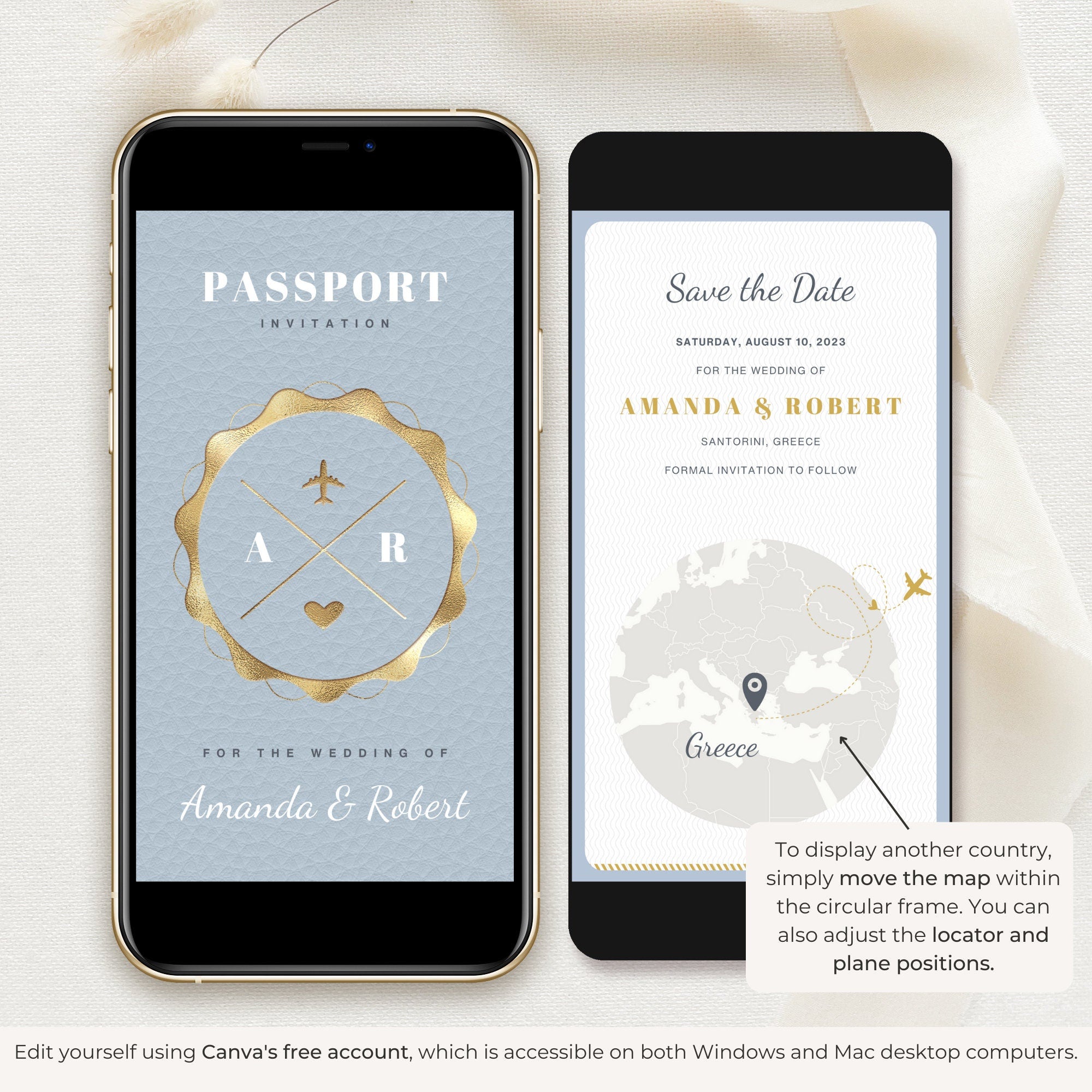 Passport Save the Date Video Template - Dusty Blue