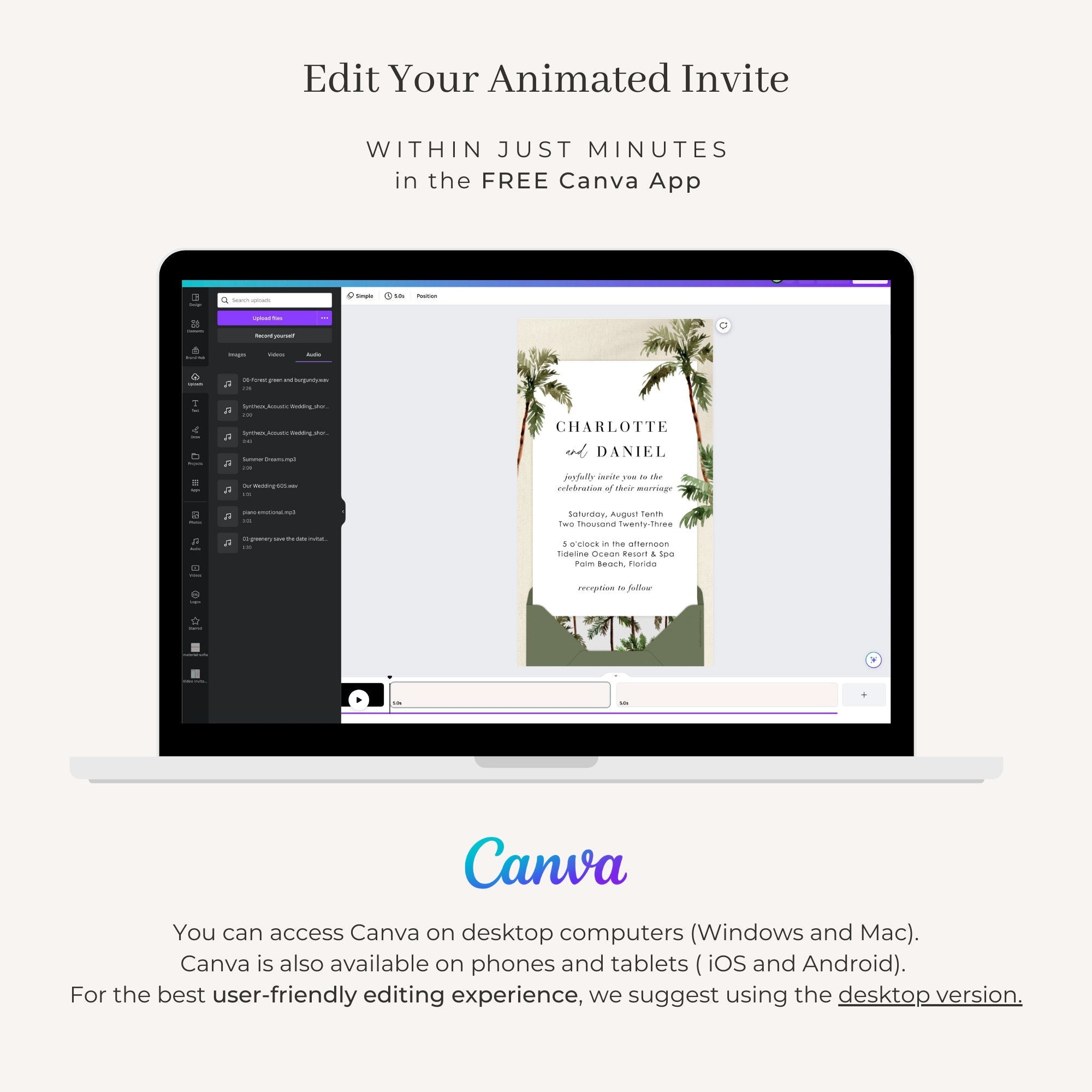 Tropical Destination Wedding Invitation Video Template