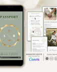 Passport Wedding Invitation Video Template - Sage Green