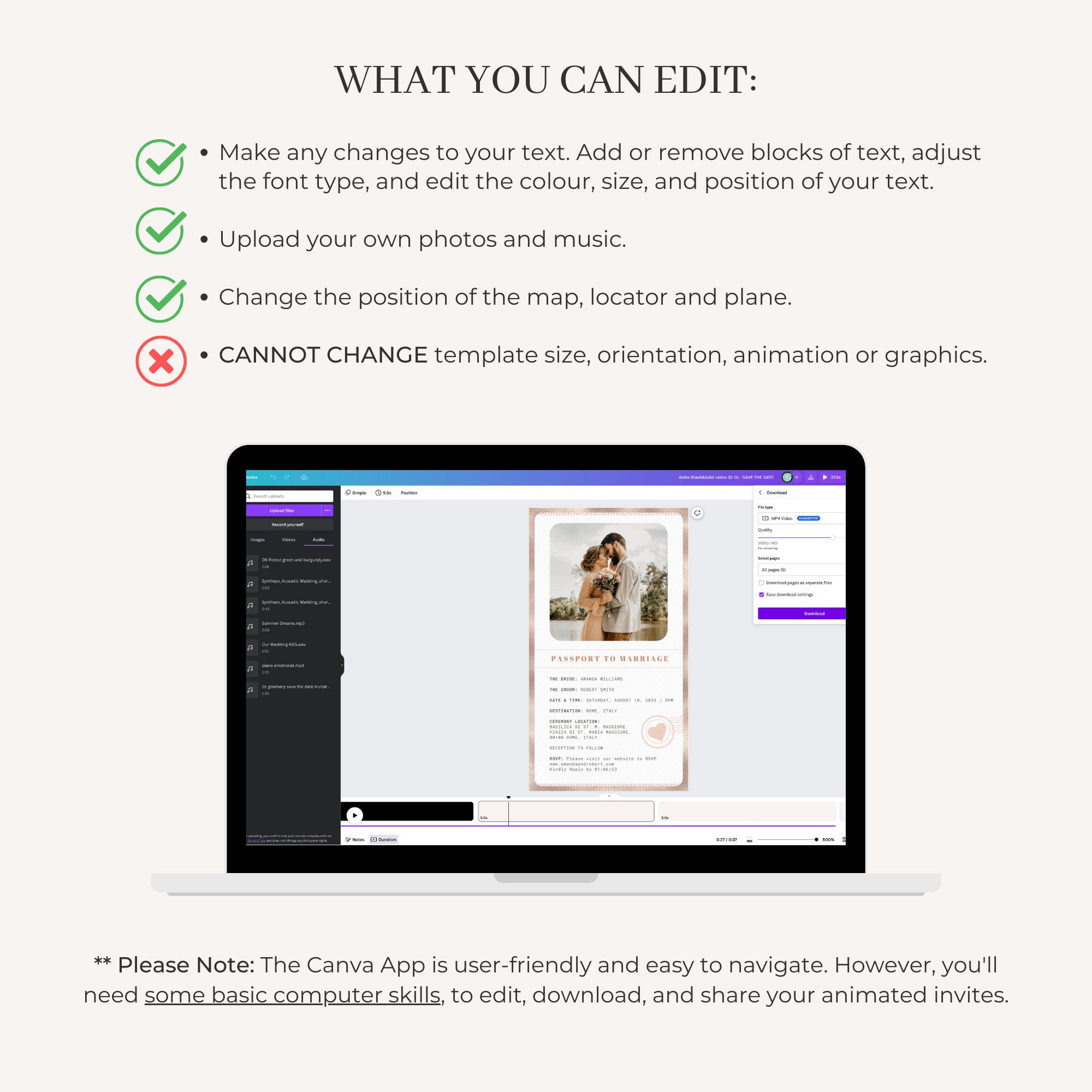 Passport Wedding Invitation Video Template - Rose Gold