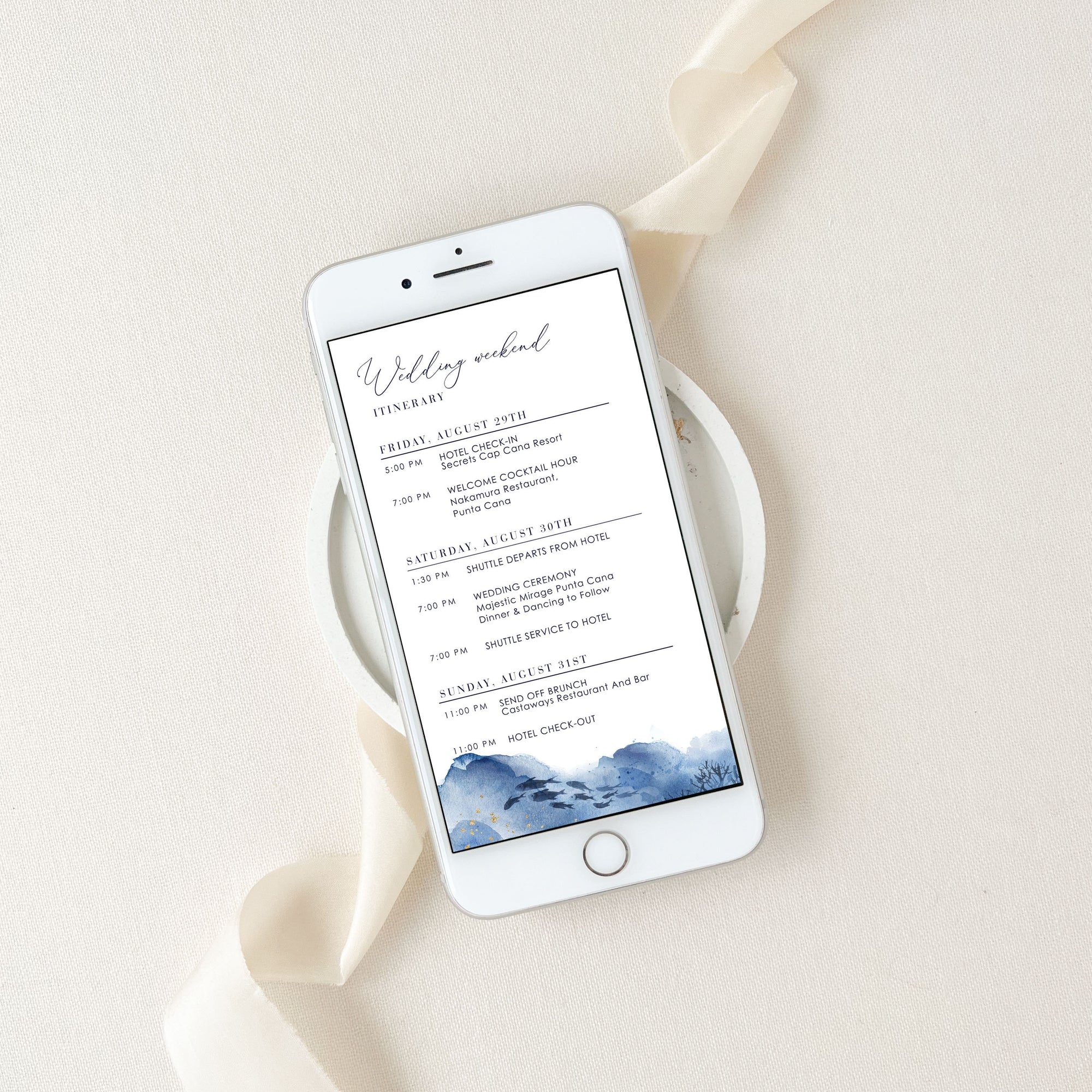 YLENIA Wedding Weekend Itinerary Template
