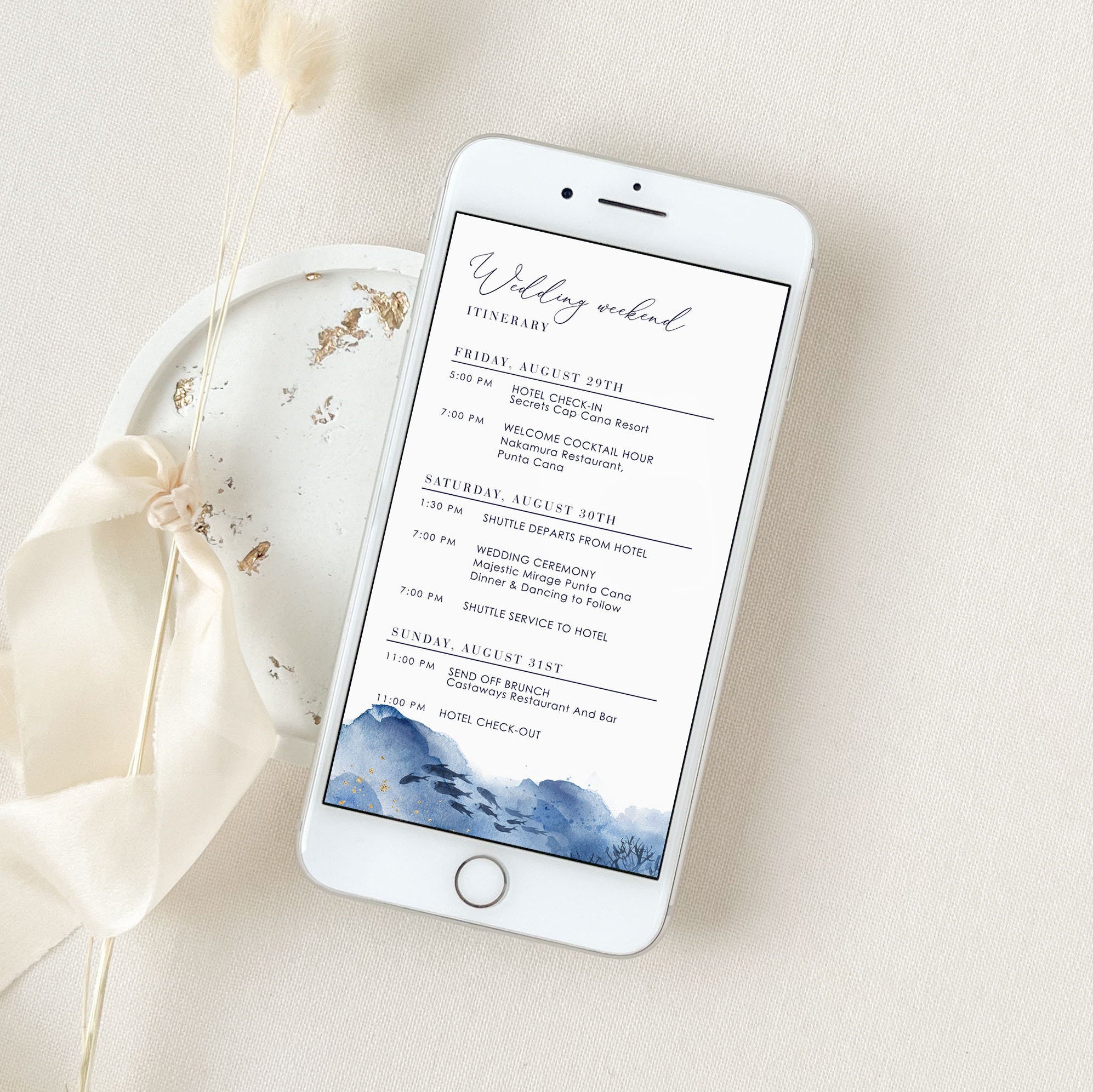 YLENIA Wedding Weekend Itinerary Template