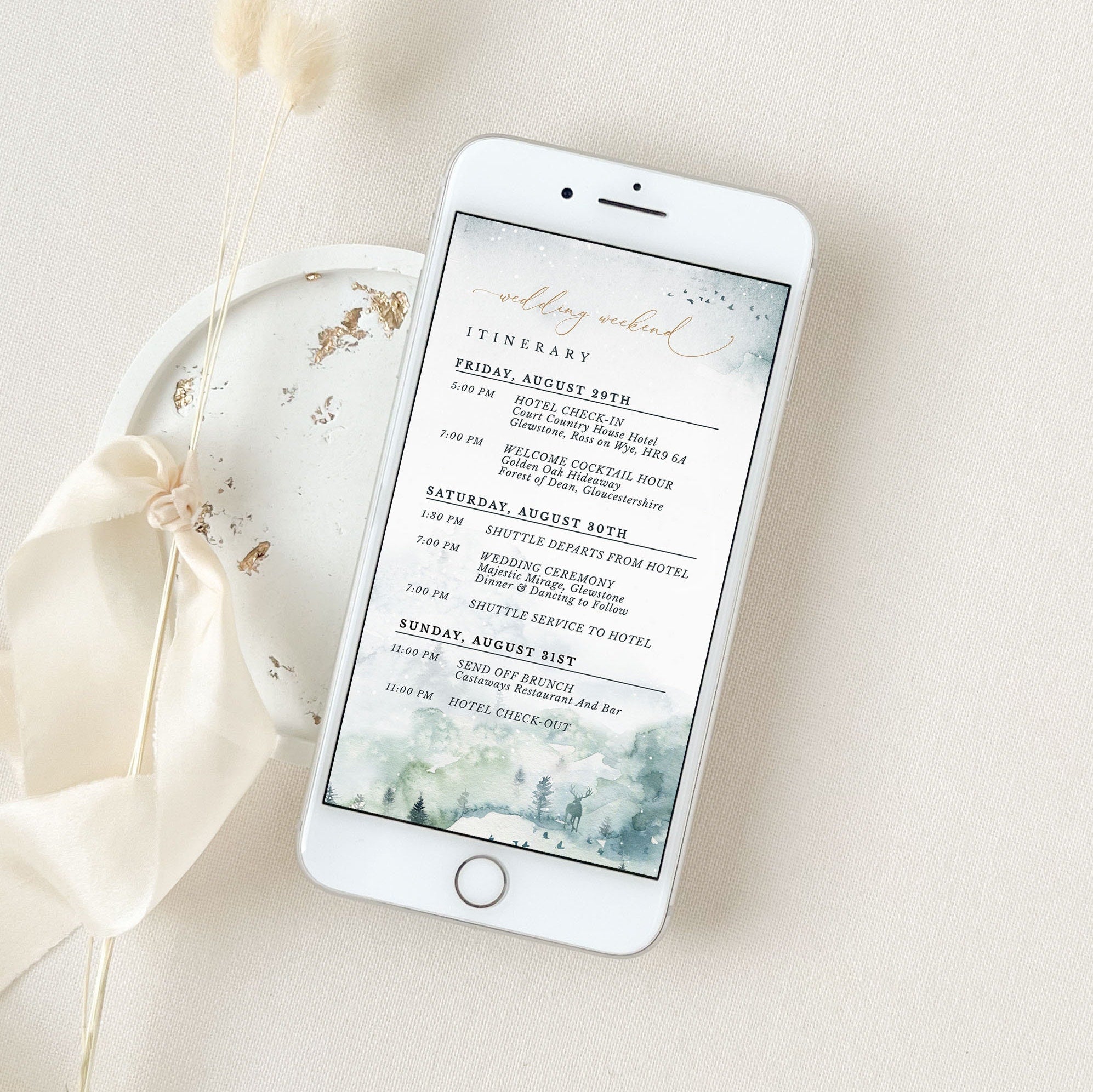 ARNA Electronic Wedding Weekend Itinerary Template