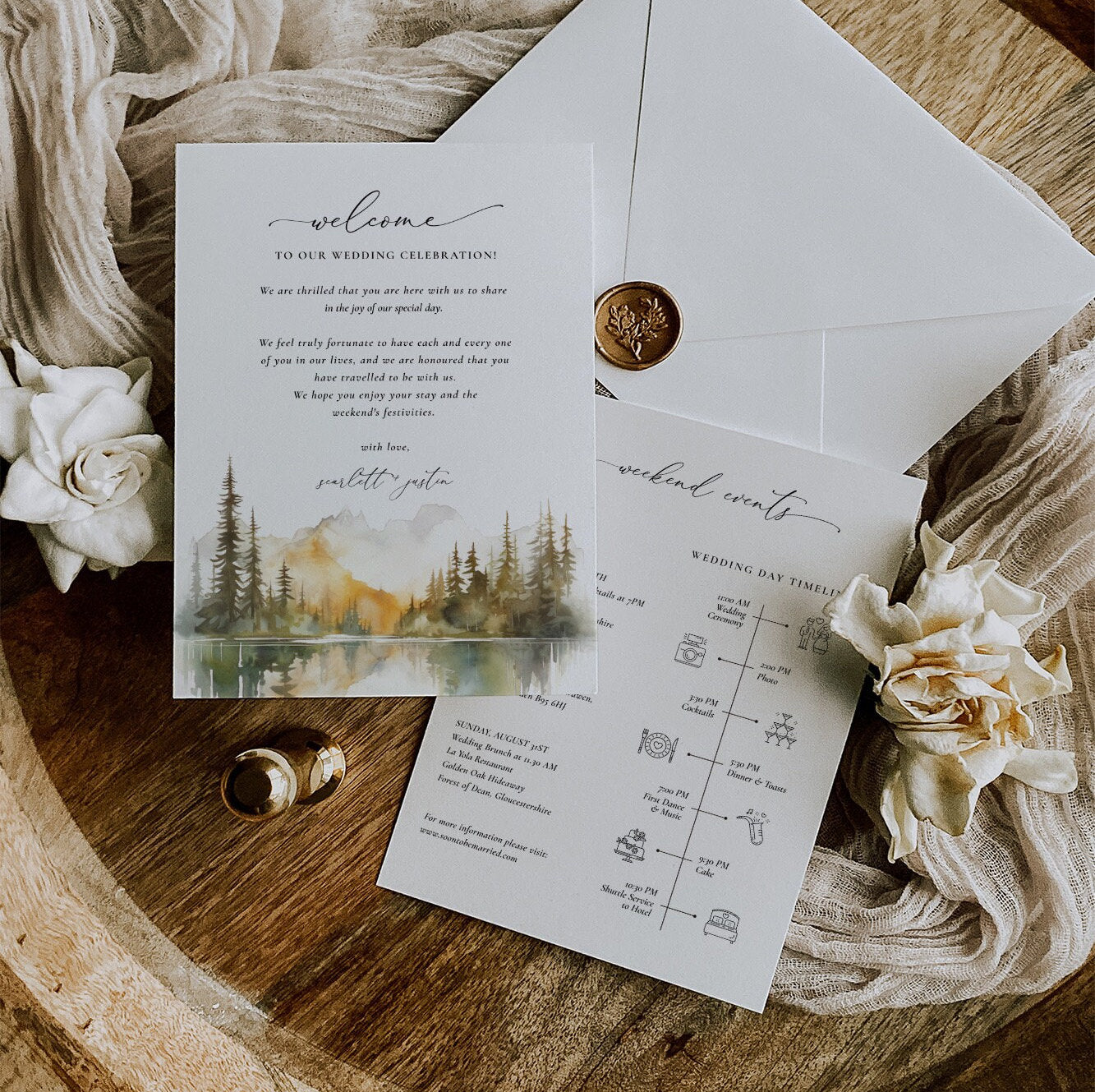 ARNA Wedding Welcome Letter &amp; Itinerary Template for Guest