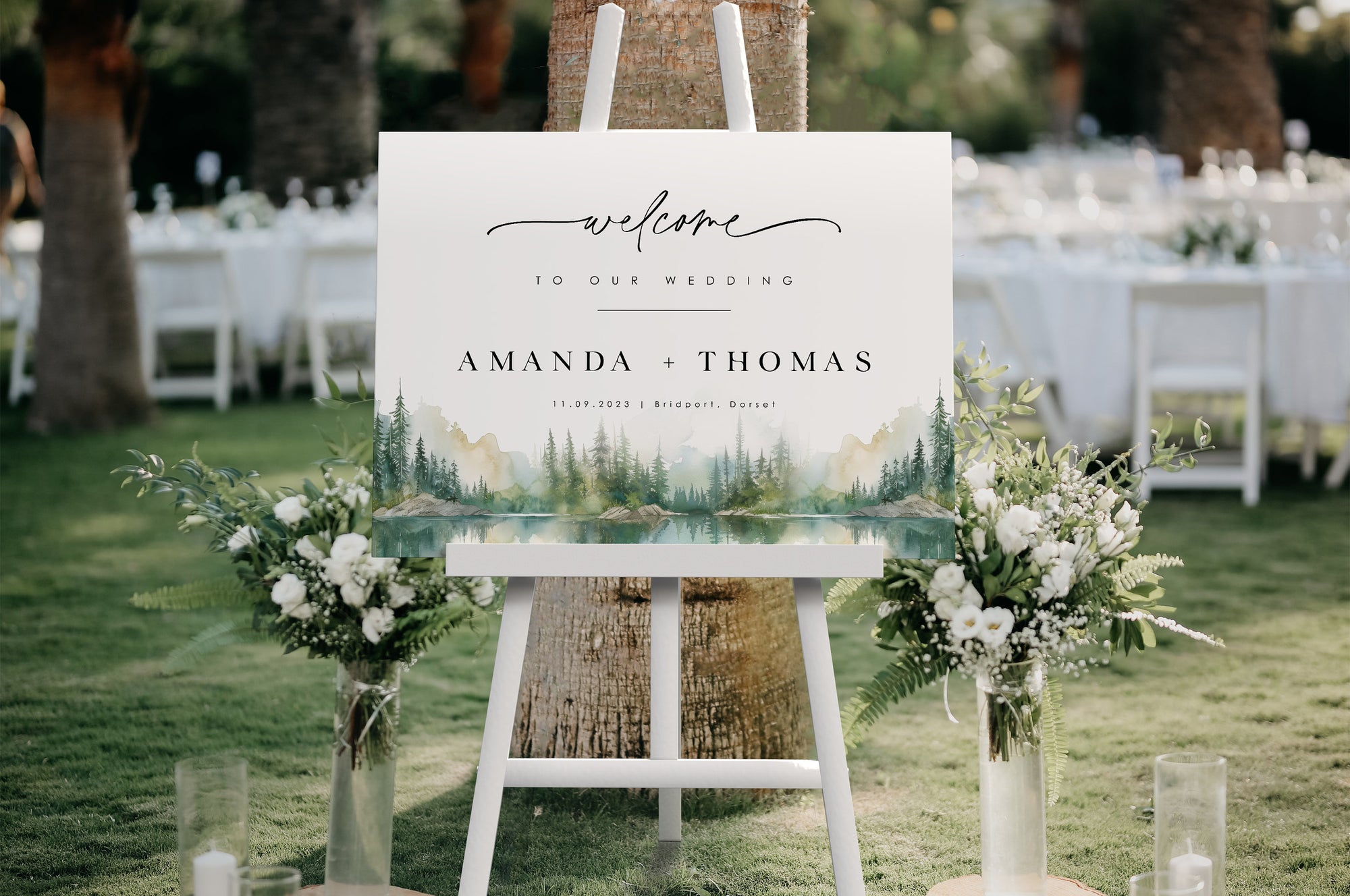 ARNA Mountain Welcome Sign Wedding