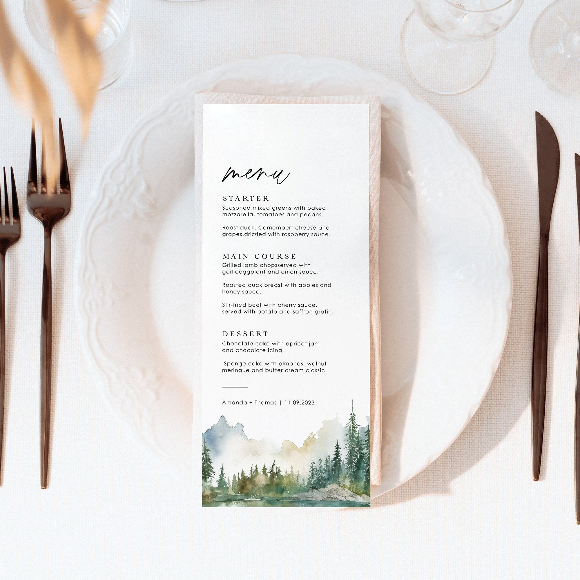 ARNA Mountain Wedding Menu Template