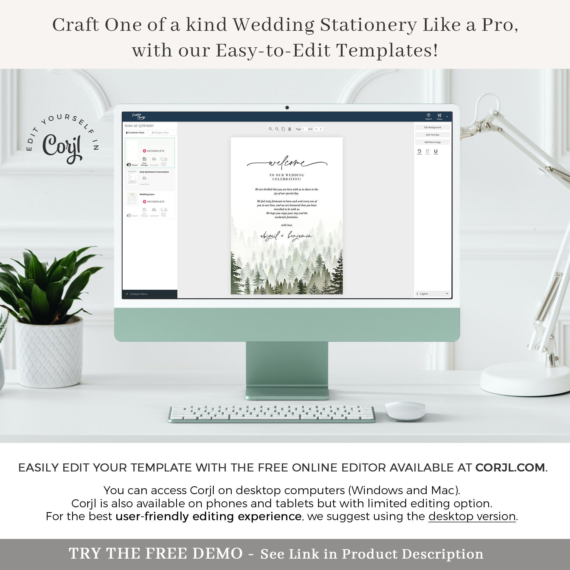 GAIA Forest Wedding Day Itinerary Template &amp; Welcome Letter