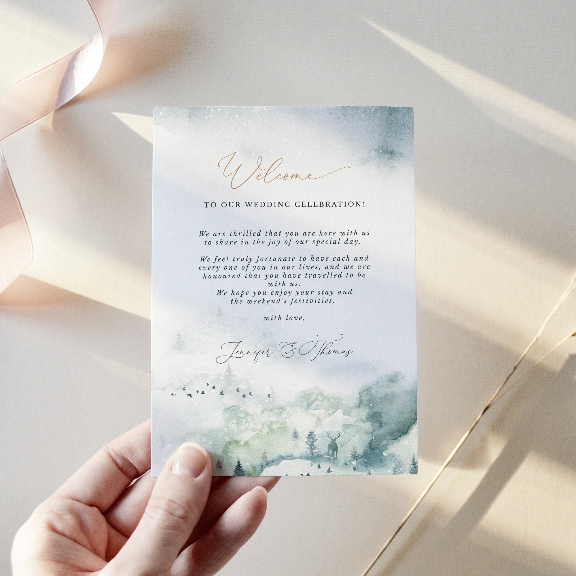 ARNA Mountain Wedding Welcome Bag Itinerary Template
