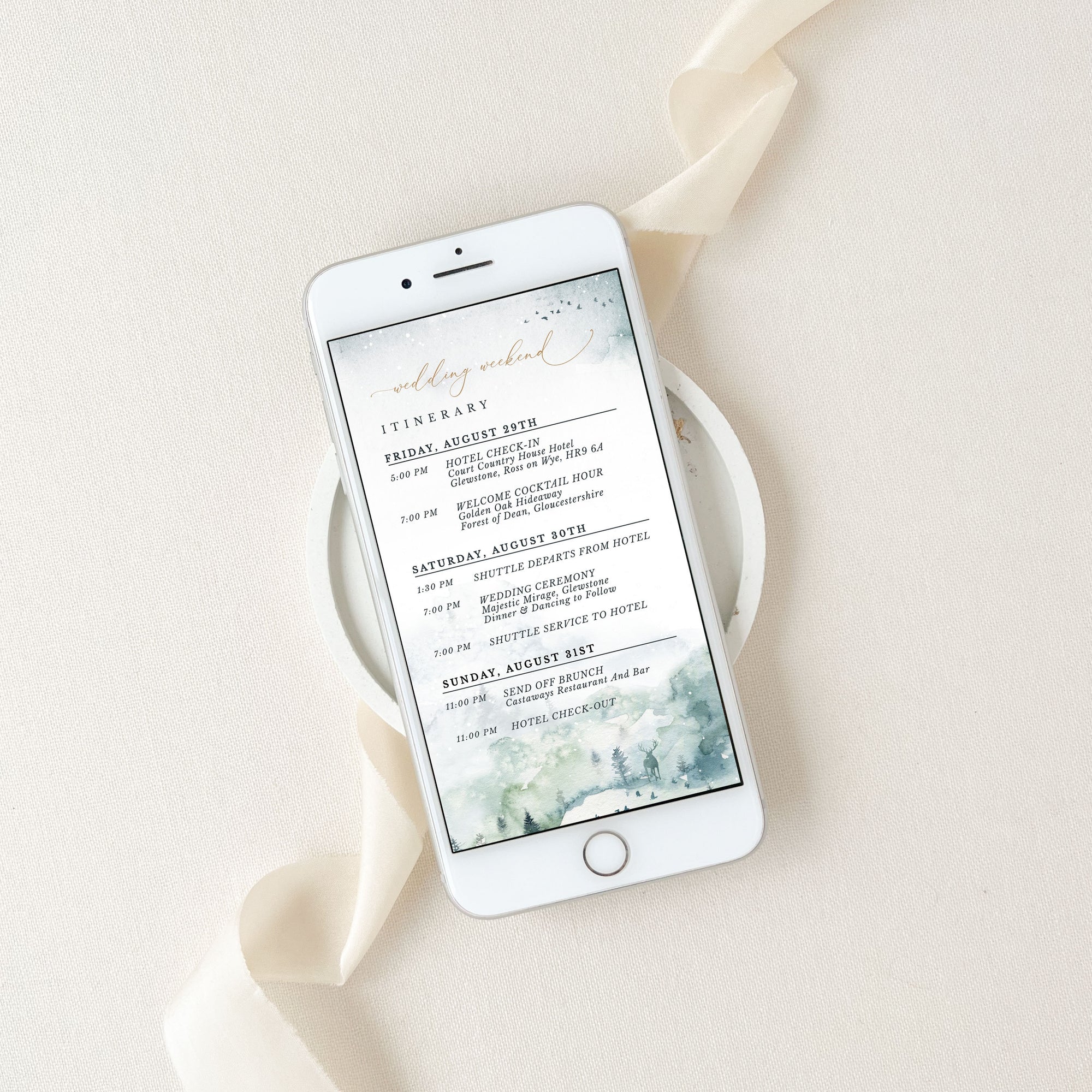 ARNA Electronic Wedding Weekend Itinerary Template