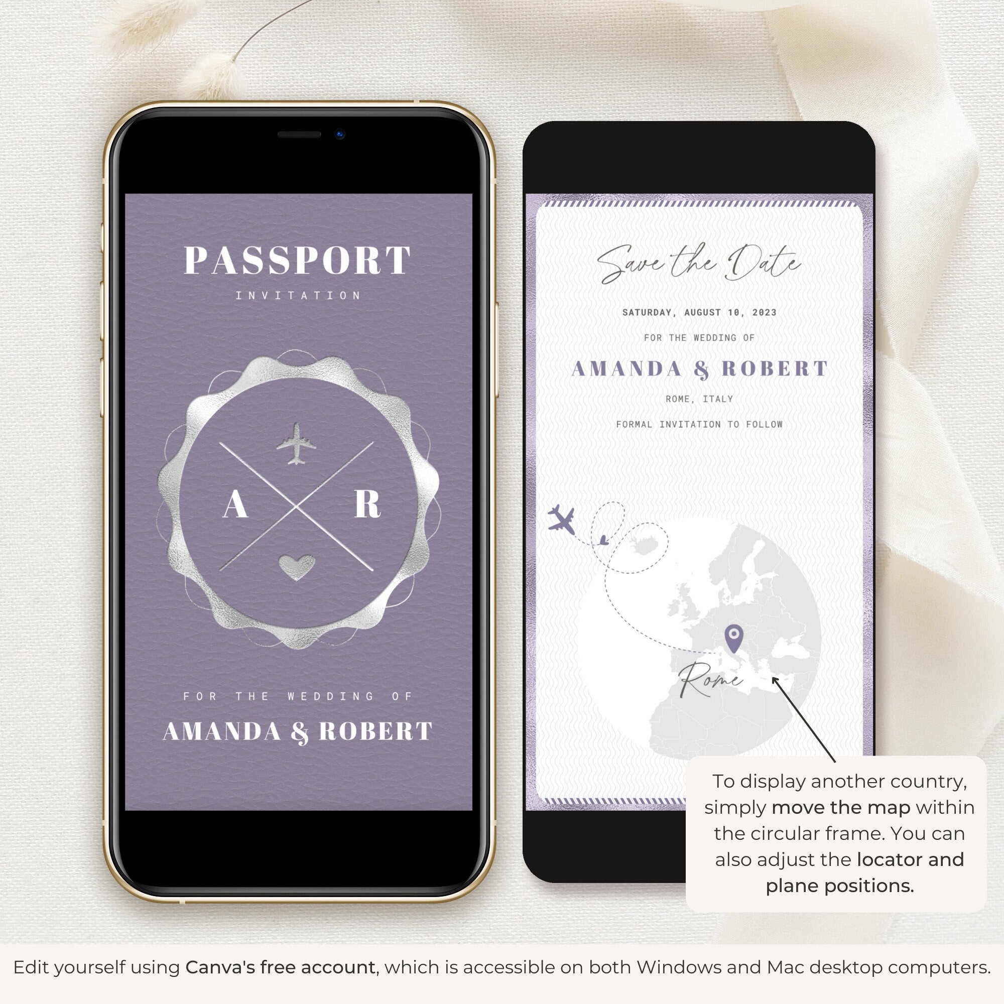 Passport Save The Date Video Template - Purple