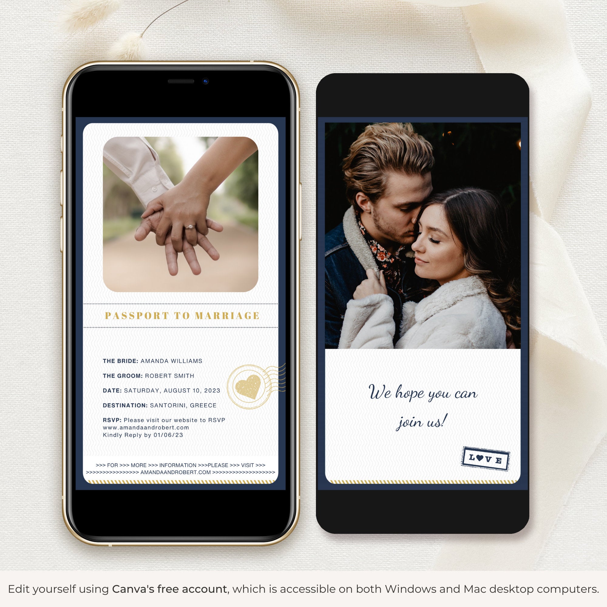 Passport Save The Date Video Template - Blue Navy