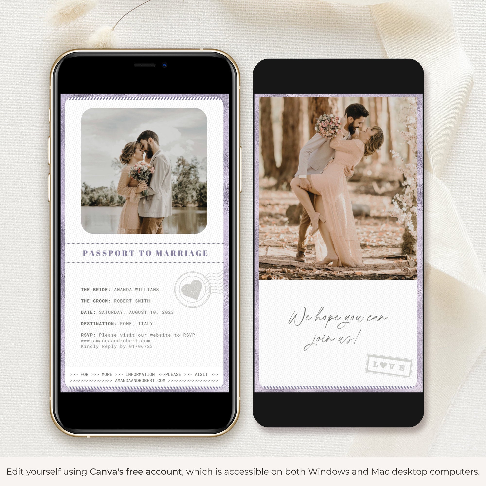 Passport Save The Date Video Template - Purple