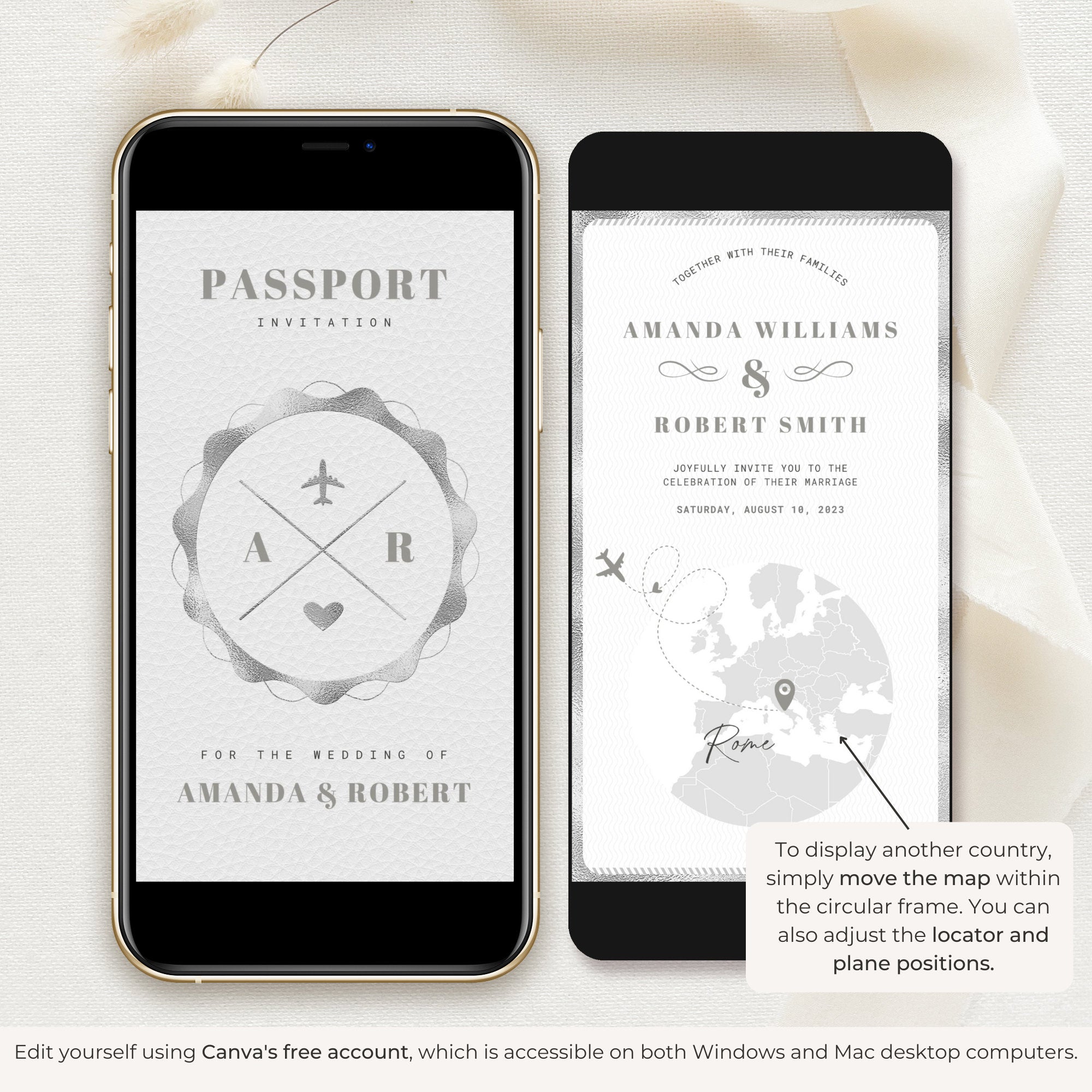 Passport Wedding Invitation Video Template - Silver